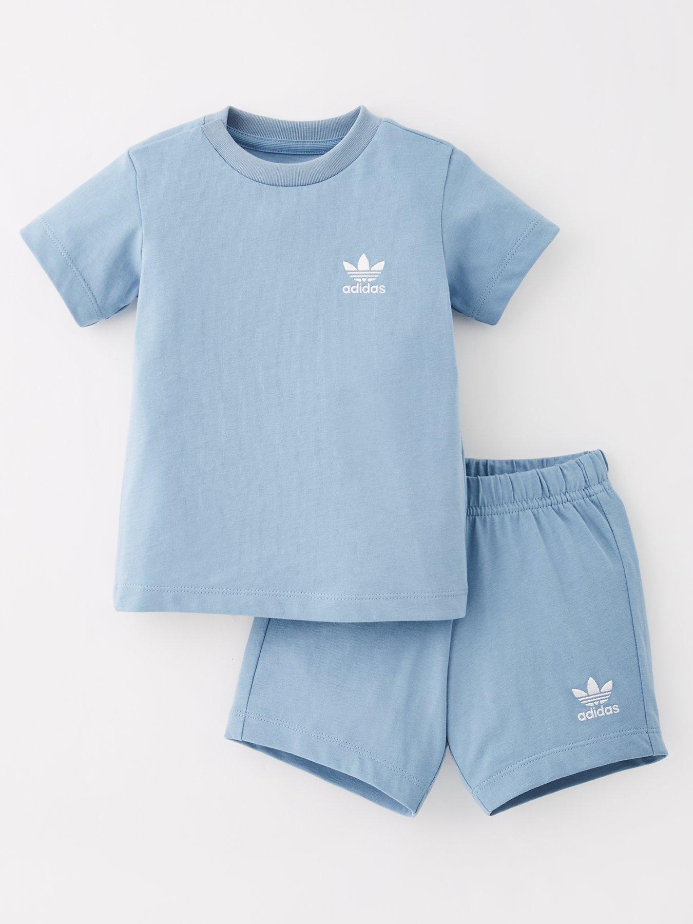 undefined Infant Boys Trefoil Essentials Shorts Tee Set - Blue
