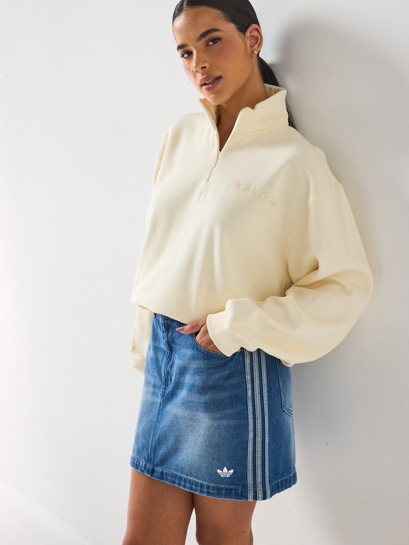 Image 5 of 6 of adidas Originals Women's Essential Cream Quarter Zip - Beige