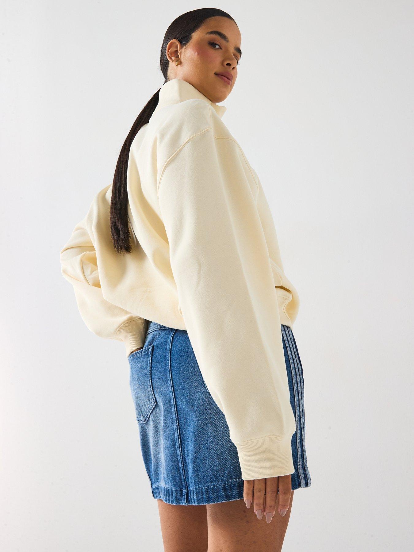 Image 6 of 6 of adidas Originals Women's Essential Cream Quarter Zip - Beige