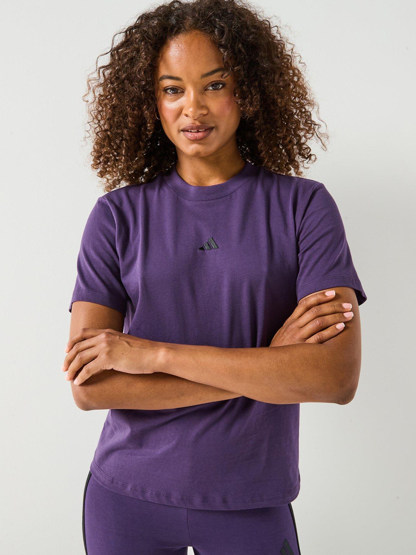  image of adidas-sportswear-womens-essentials-small-logo-cotton-t-shirt-purple
