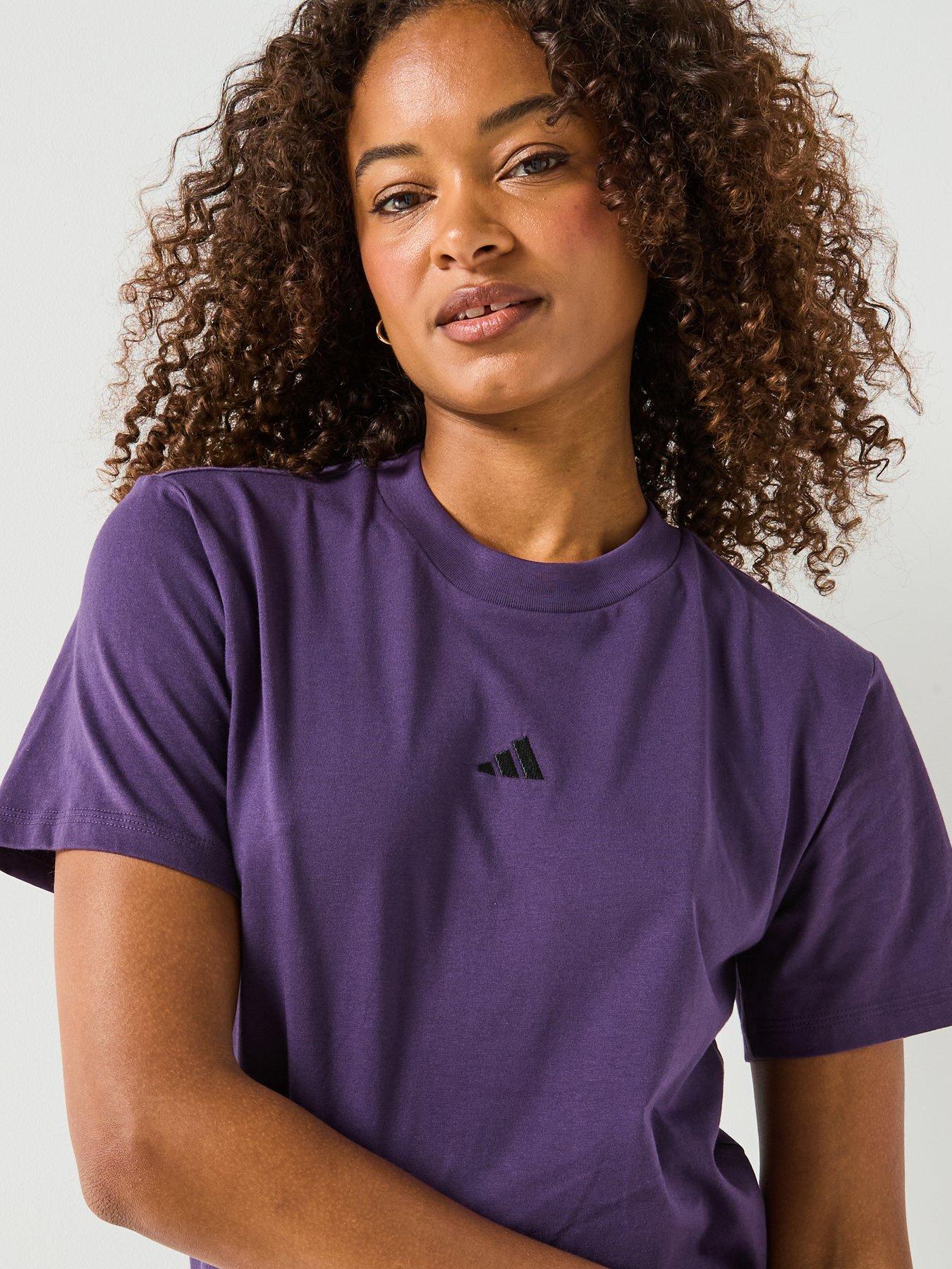  image of adidas-sportswear-womens-essentials-small-logo-cotton-t-shirt-purple