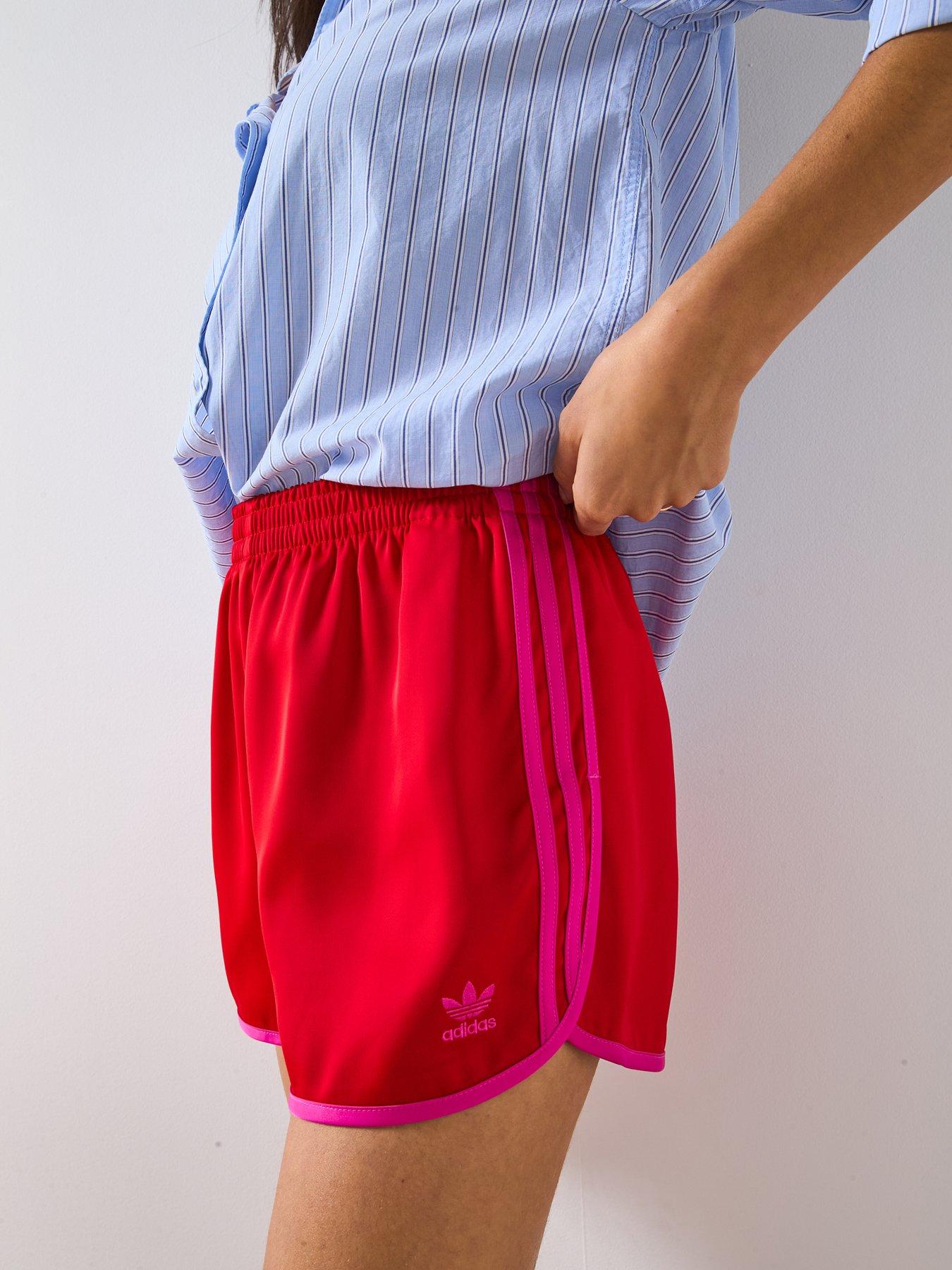 Image 4 of 4 of adidas Originals Women's Adicolor 3 Stripe Sprinter Shorts - Red