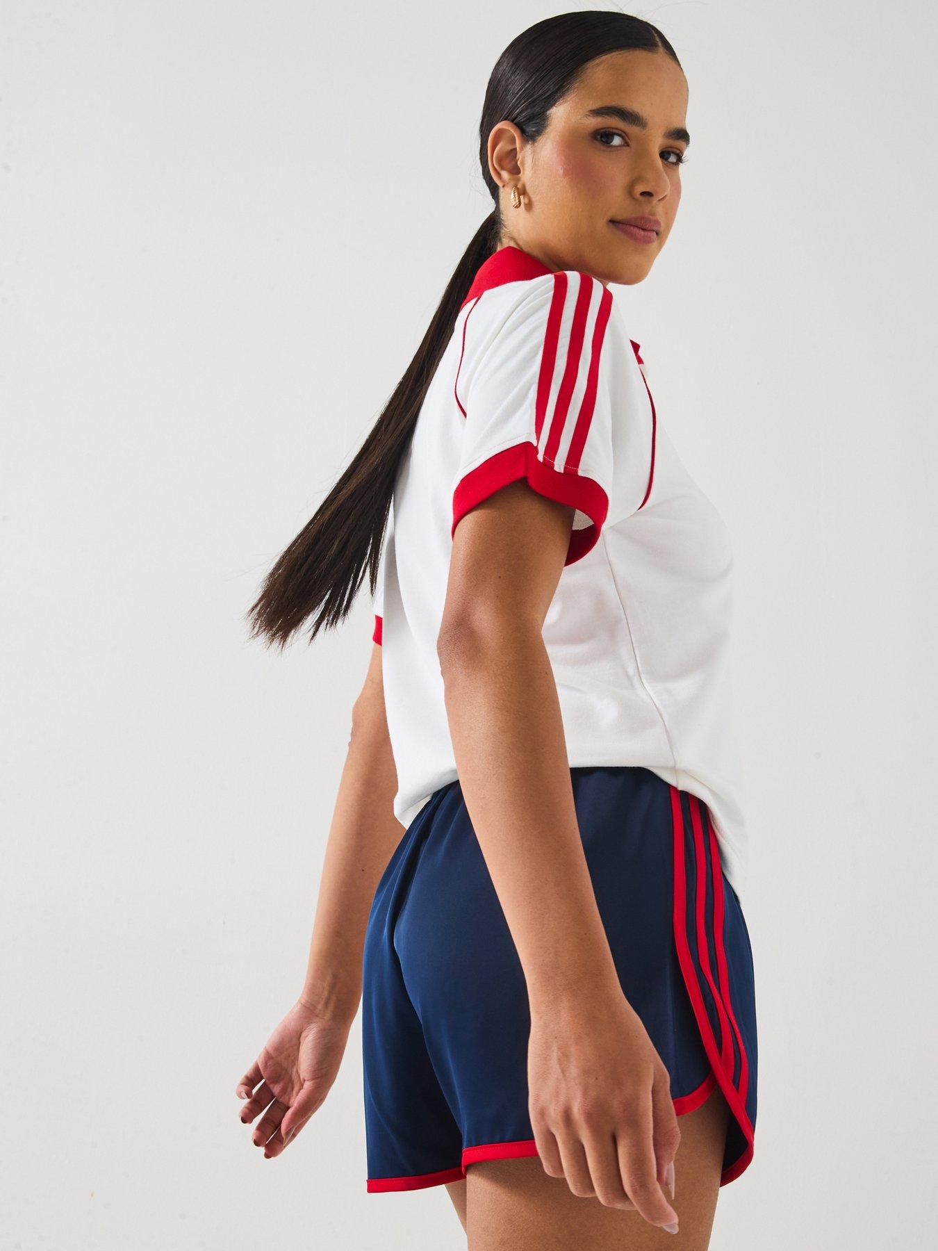 Image 4 of 6 of adidas Originals Women's Adicolor 3 Stripe Sprinter Shorts - Blue
