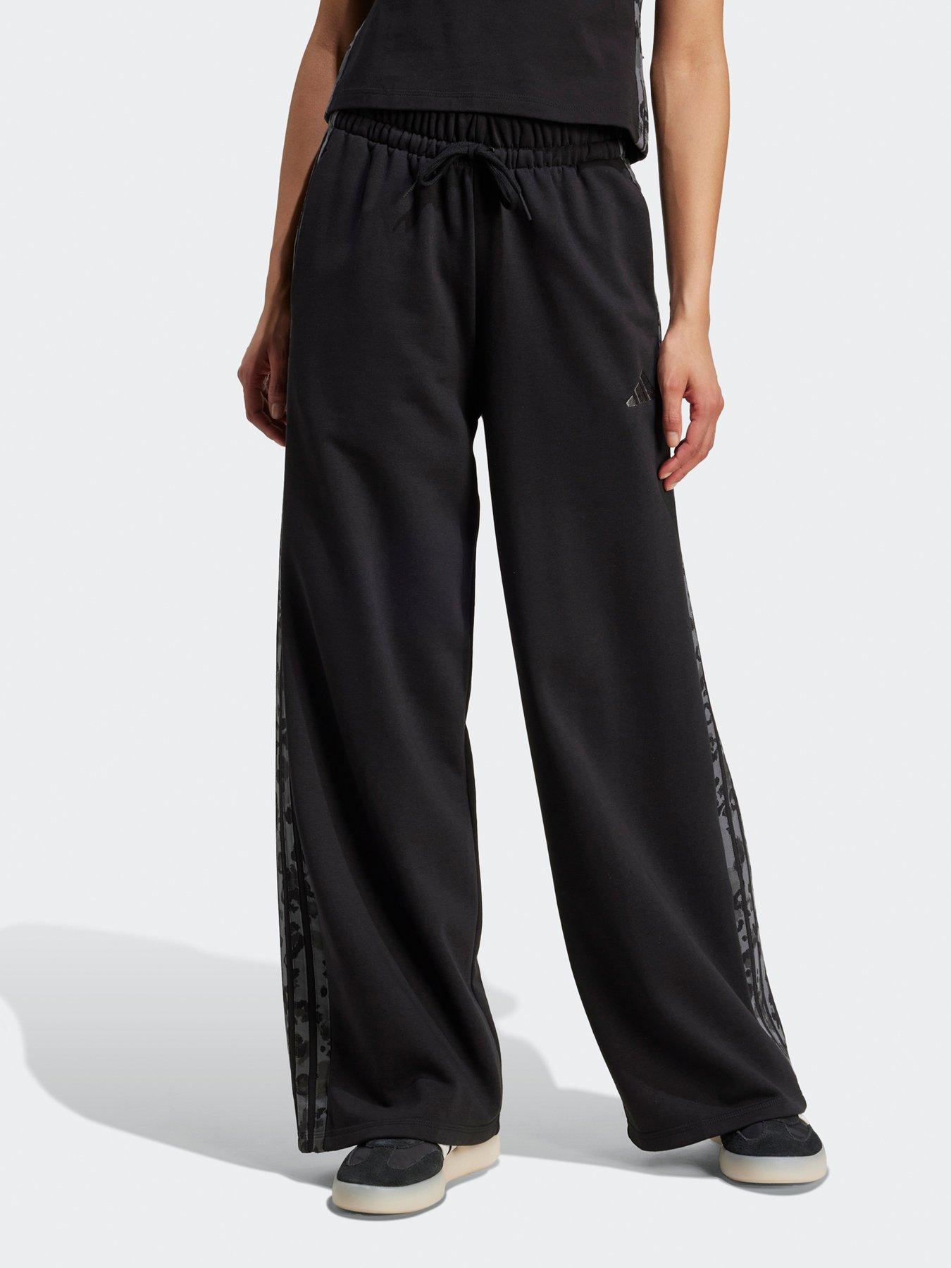 Image 1 of 5 of adidas Sportswear Women's Animal Print 3-stripes Open Hem Pants - Black