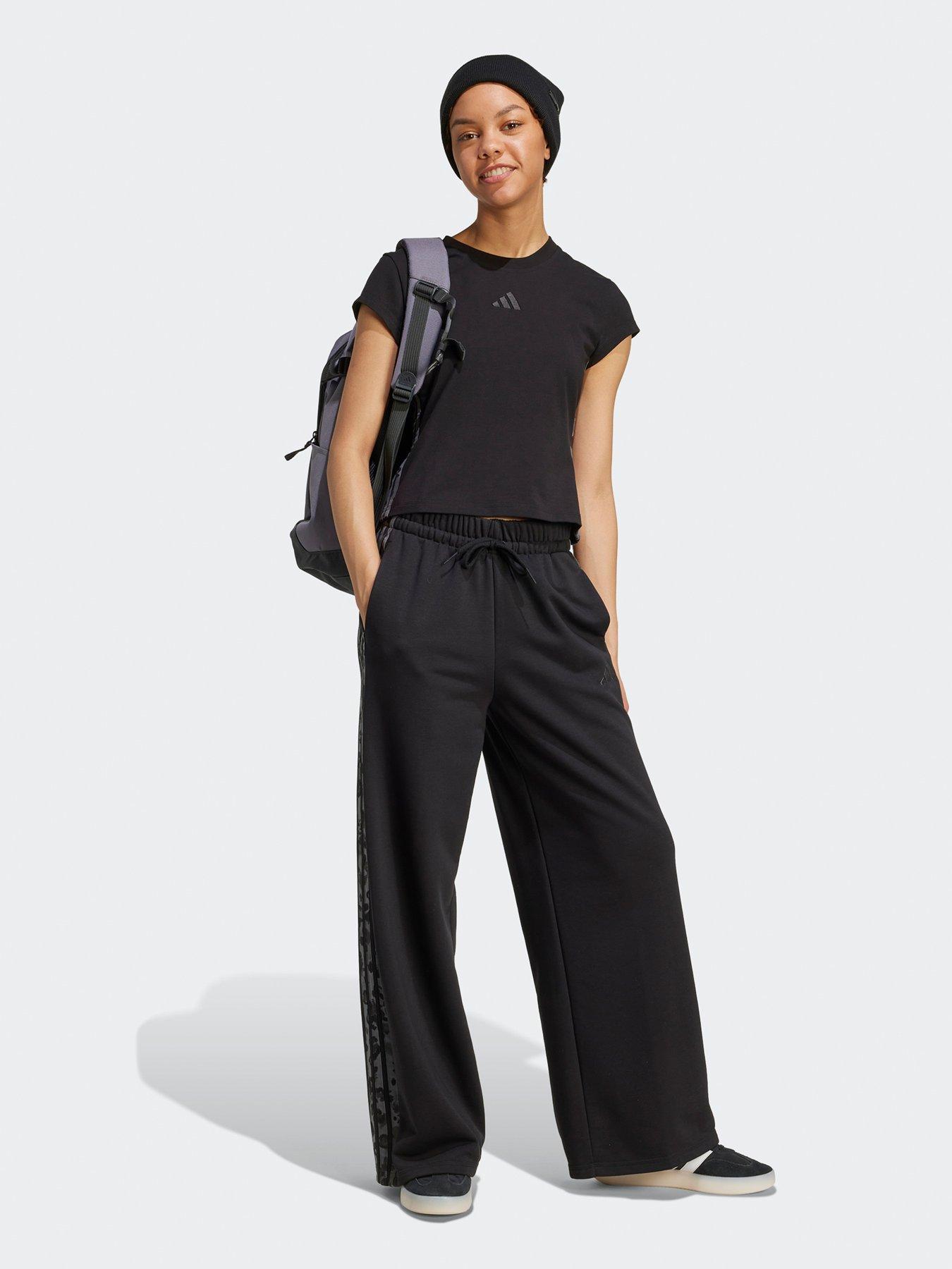 Image 3 of 5 of adidas Sportswear Women's Animal Print 3-stripes Open Hem Pants - Black