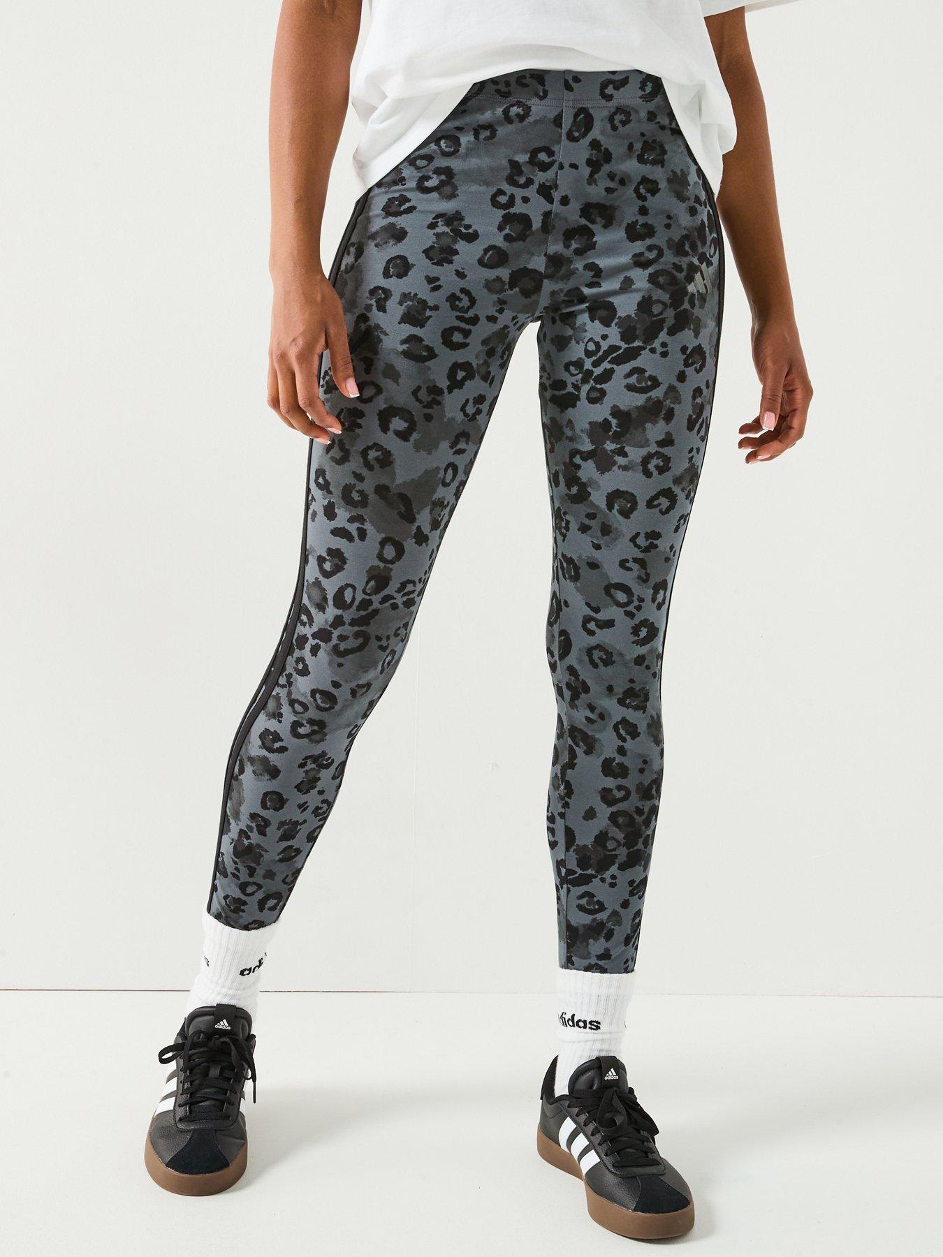 undefined Women's Animal Print 3-stripes High Rise Leggings - Multicolour