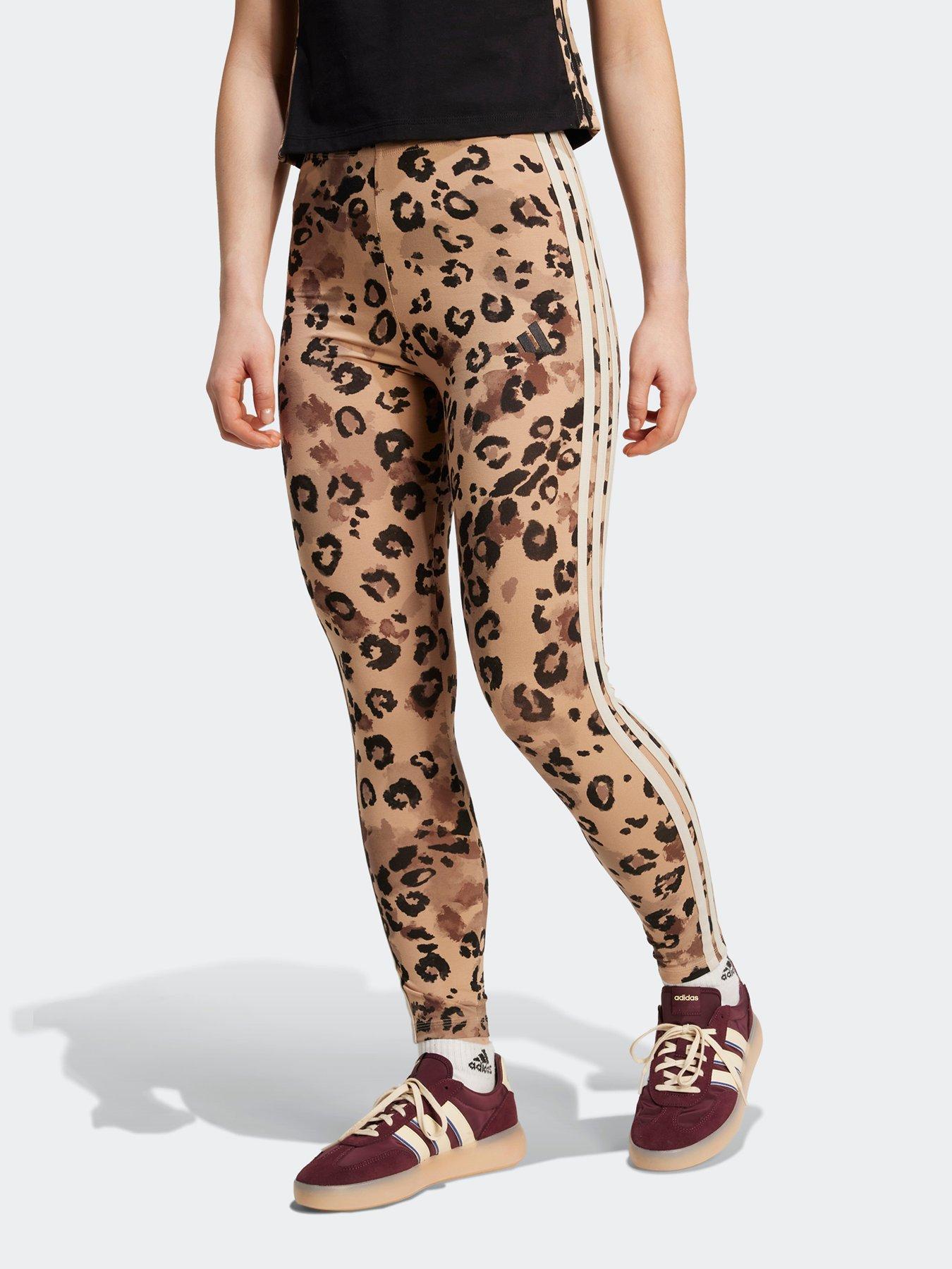 undefined Women's Animal Print 3-Stripes High Rise Leggings - Leopard