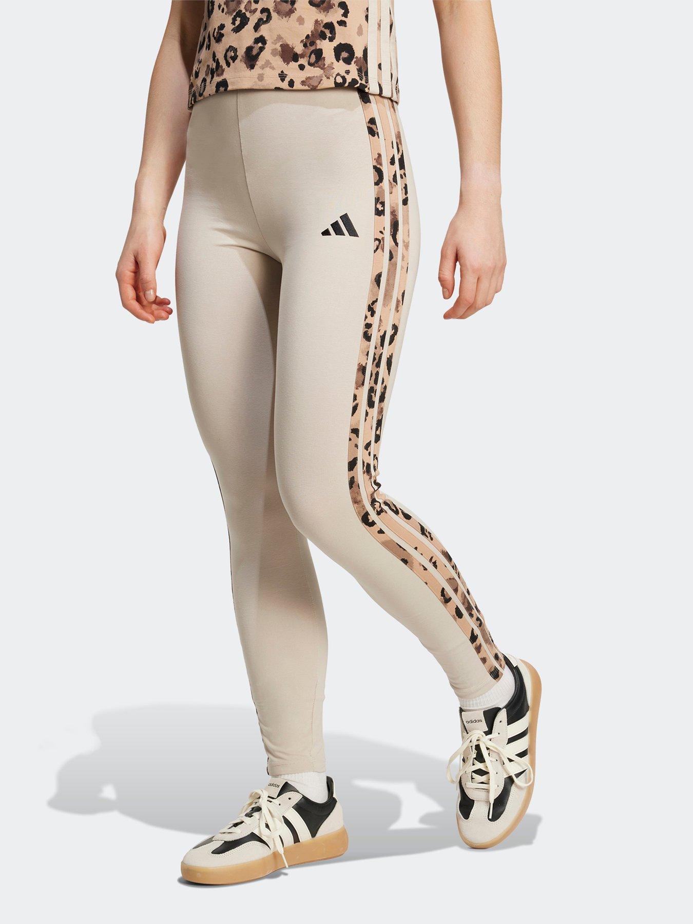 undefined Women's Animal Print 3-Stripes High Rise Leggings - Grey