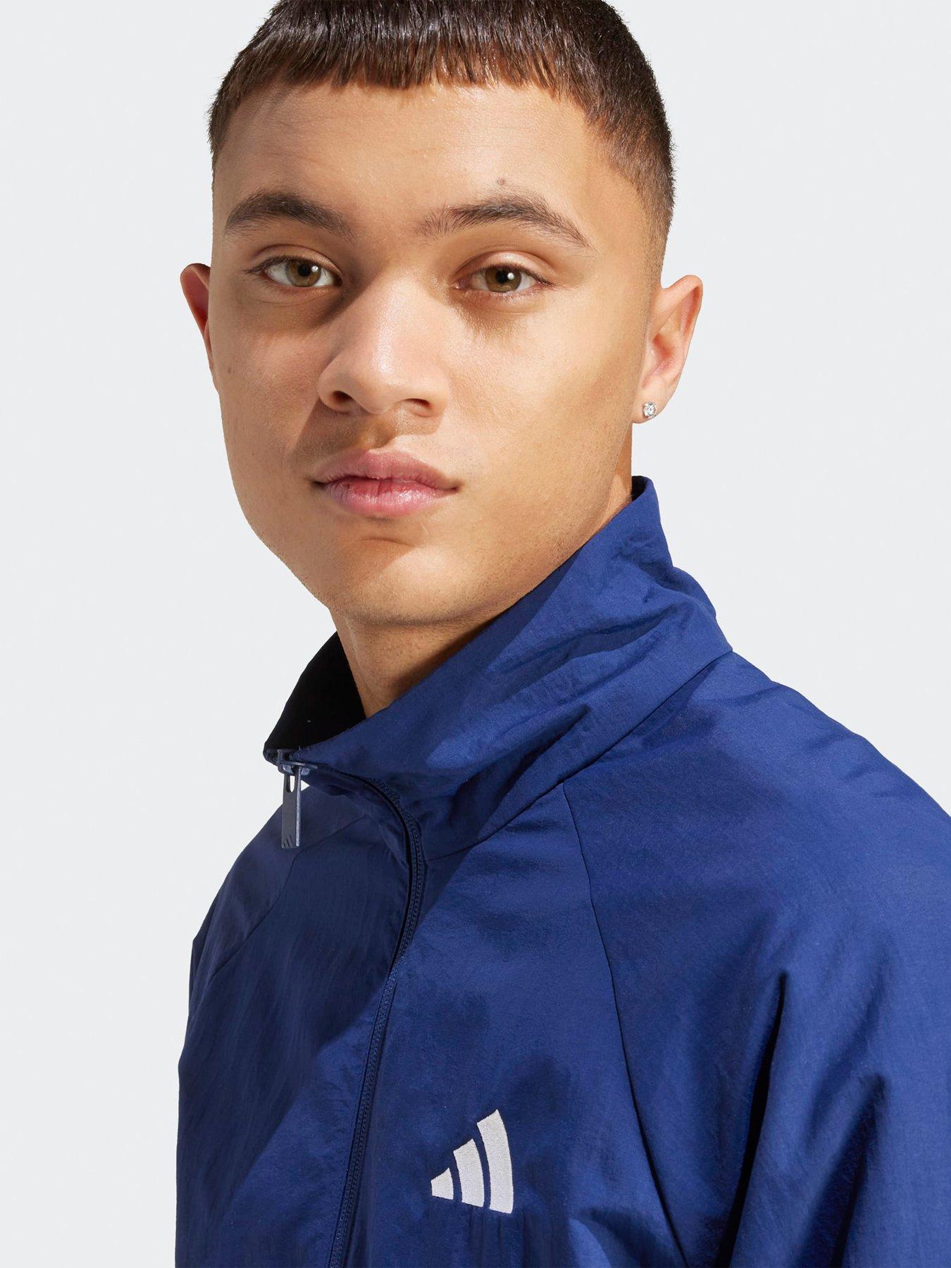 Image 4 of 5 of adidas Sportswear Men's Essential Small Logo Windbreaker - Blue