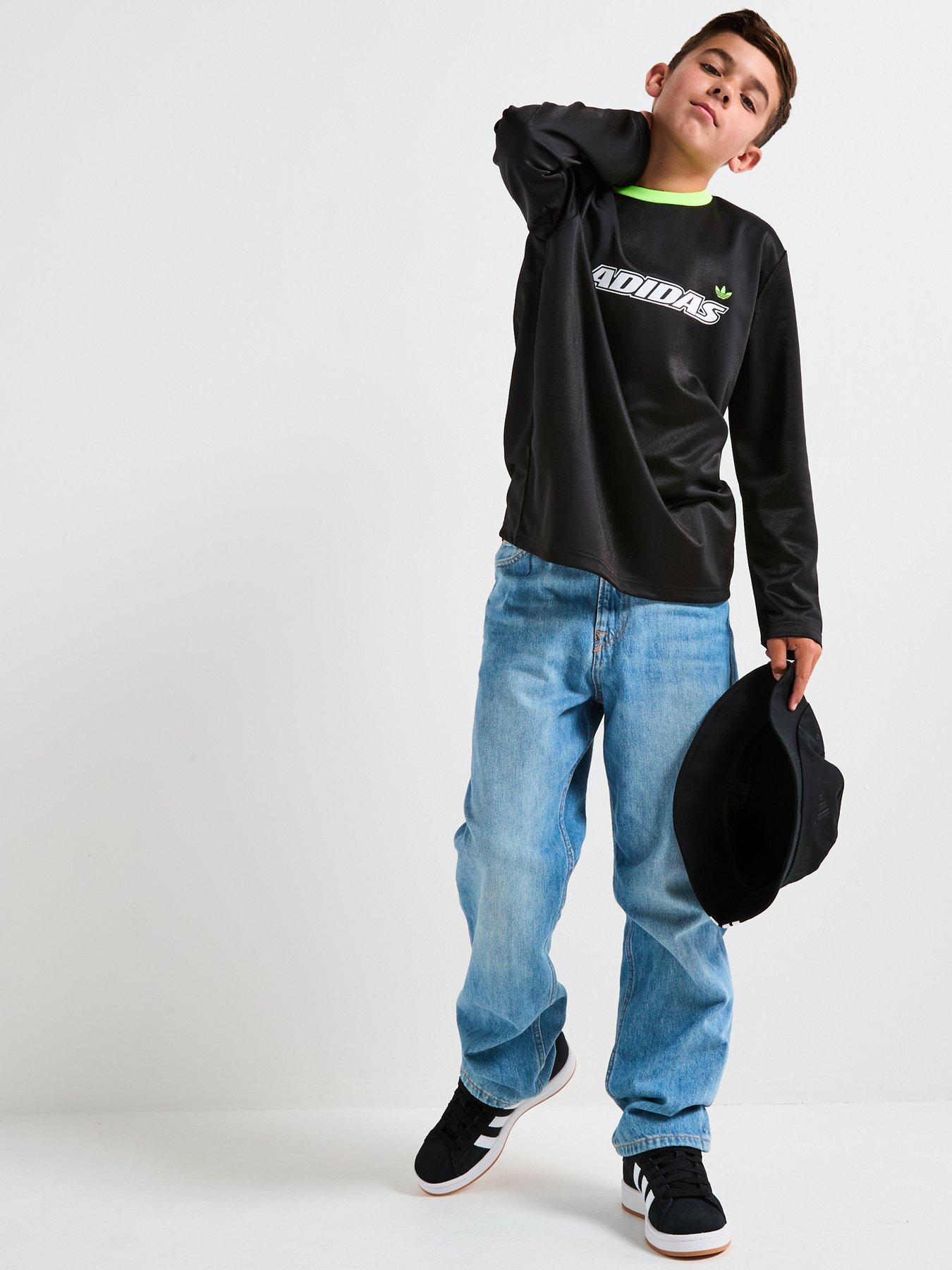 Image 6 of 6 of adidas Originals Junior Boys Adicolor Long Sleeve Graphic T-shirt - Black