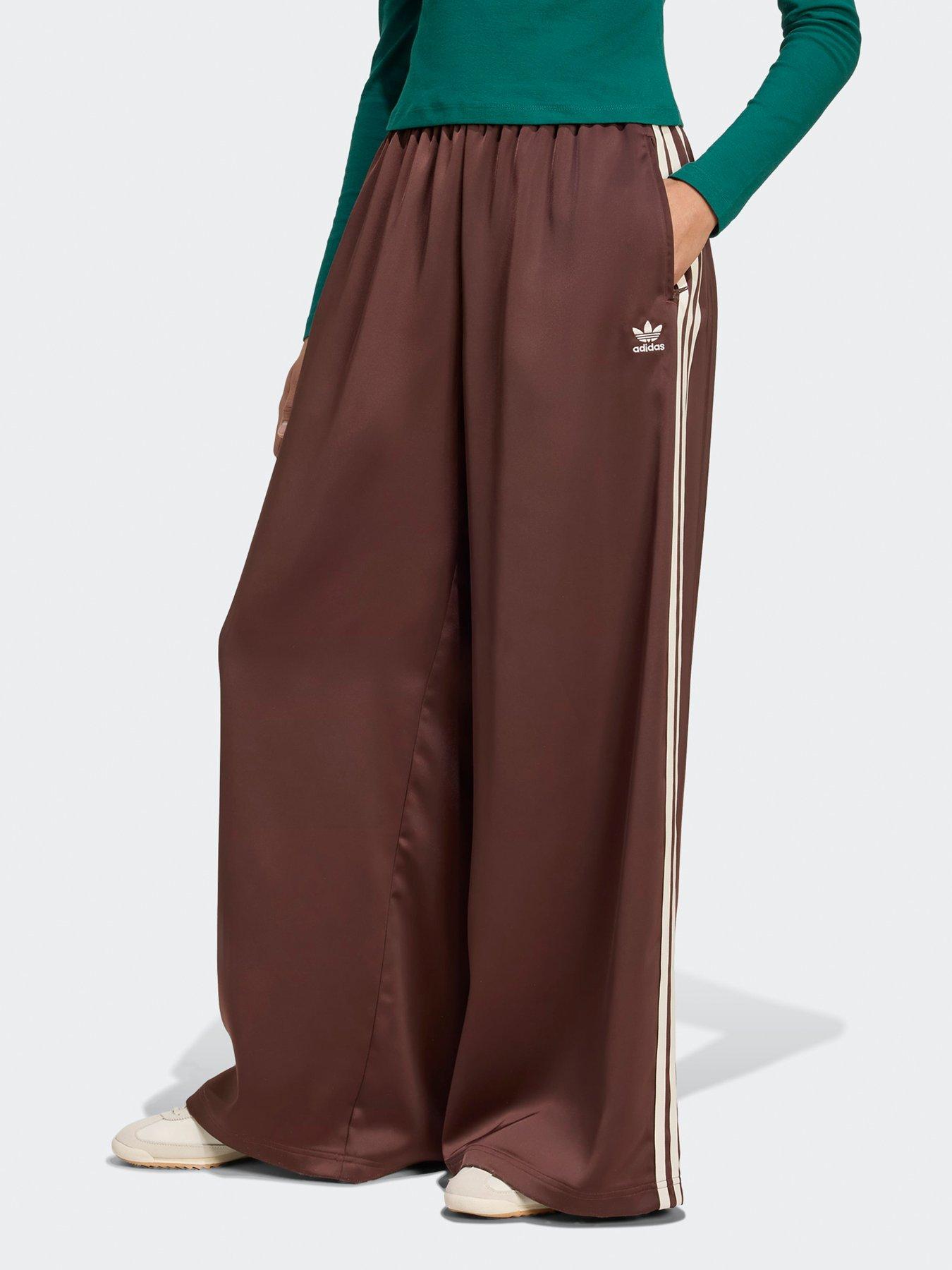 undefined Women's Adicolor Track Pant Satin Wide Leg - Brown
