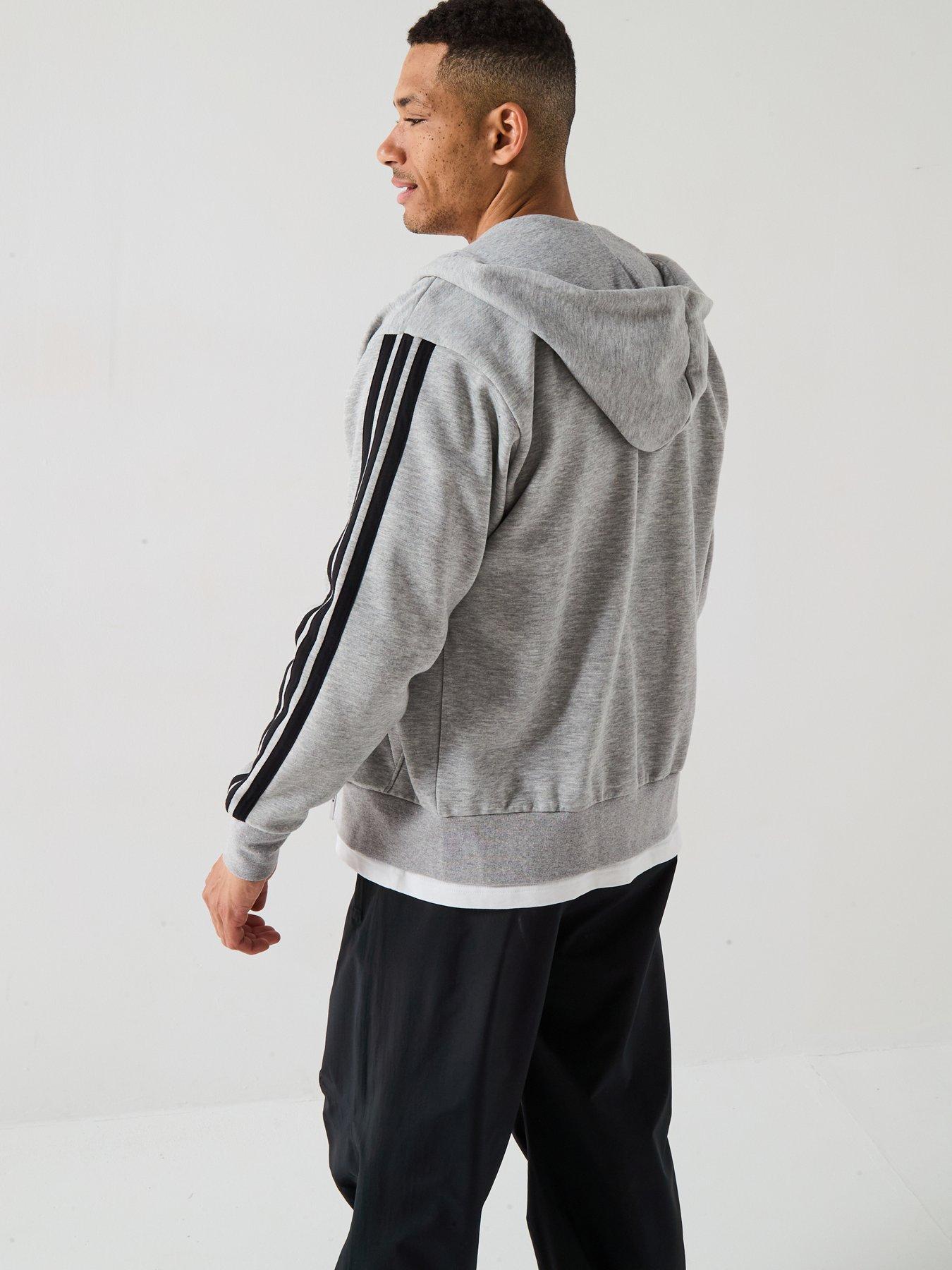 Image 2 of 6 of adidas Sportswear Men's Essential 3-stripes Fleece Hoodie - Grey