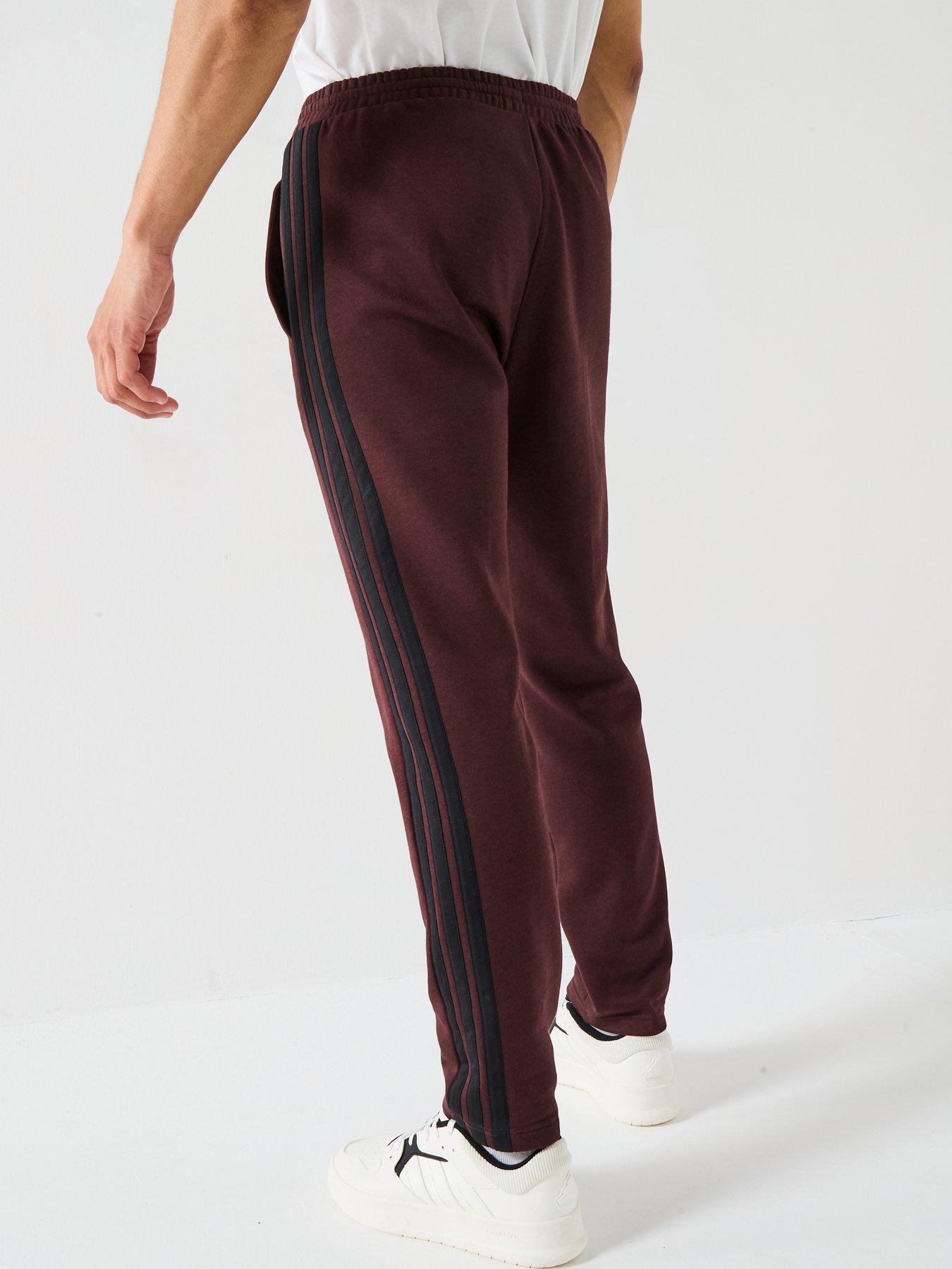  image of adidas-sportswear-mens-essentials-3-stripes-fleece-joggers-brown