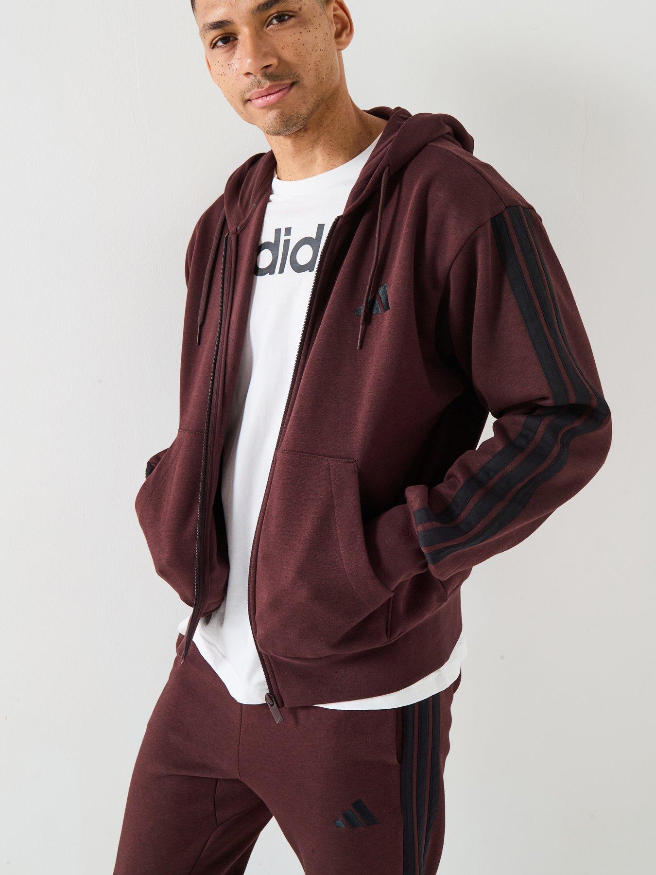  image of adidas-sportswear-mens-essentials-3-stripes-fleece-joggers-brown