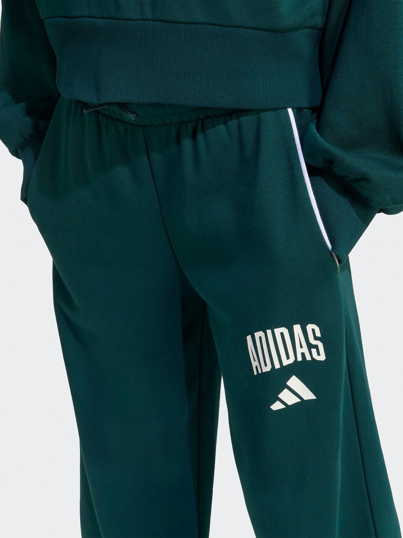 Image 4 of 5 of adidas Sportswear Junior Girls Wide Leg Sweat Pants - Green