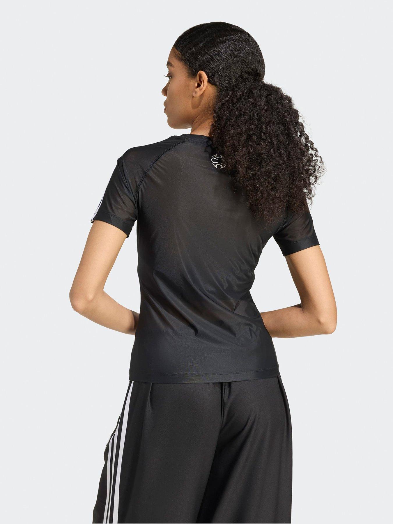 Image 2 of 5 of adidas Originals Womens Teamgeist Tight Sheer T-Shirt - Black