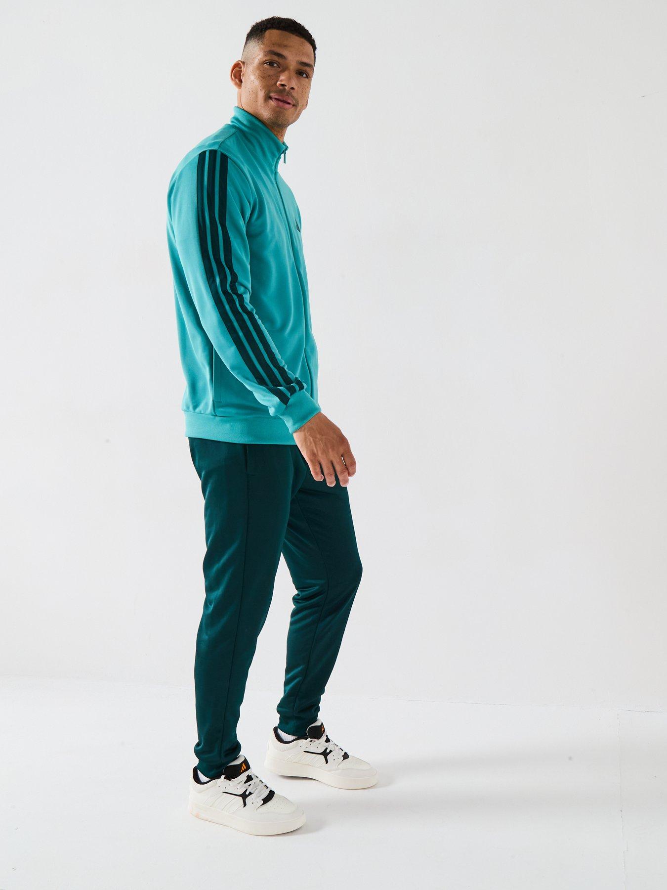 Image 3 of 6 of adidas Sportswear Men's Sportswear 3-stripes French Terry Tracksuit - Turquoise