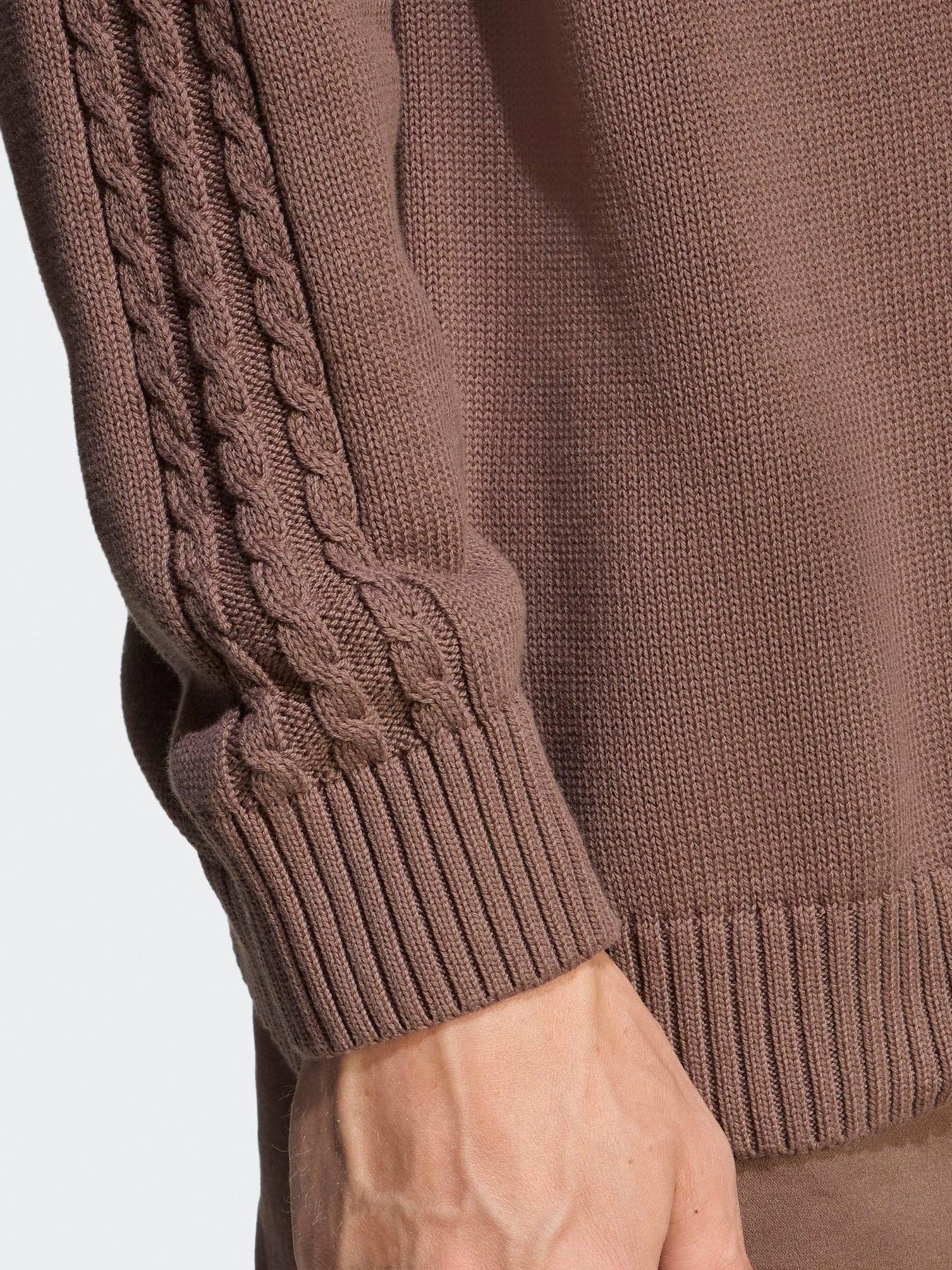  image of adidas-originals-mens-premium-essentials-knit-crewneck-brown