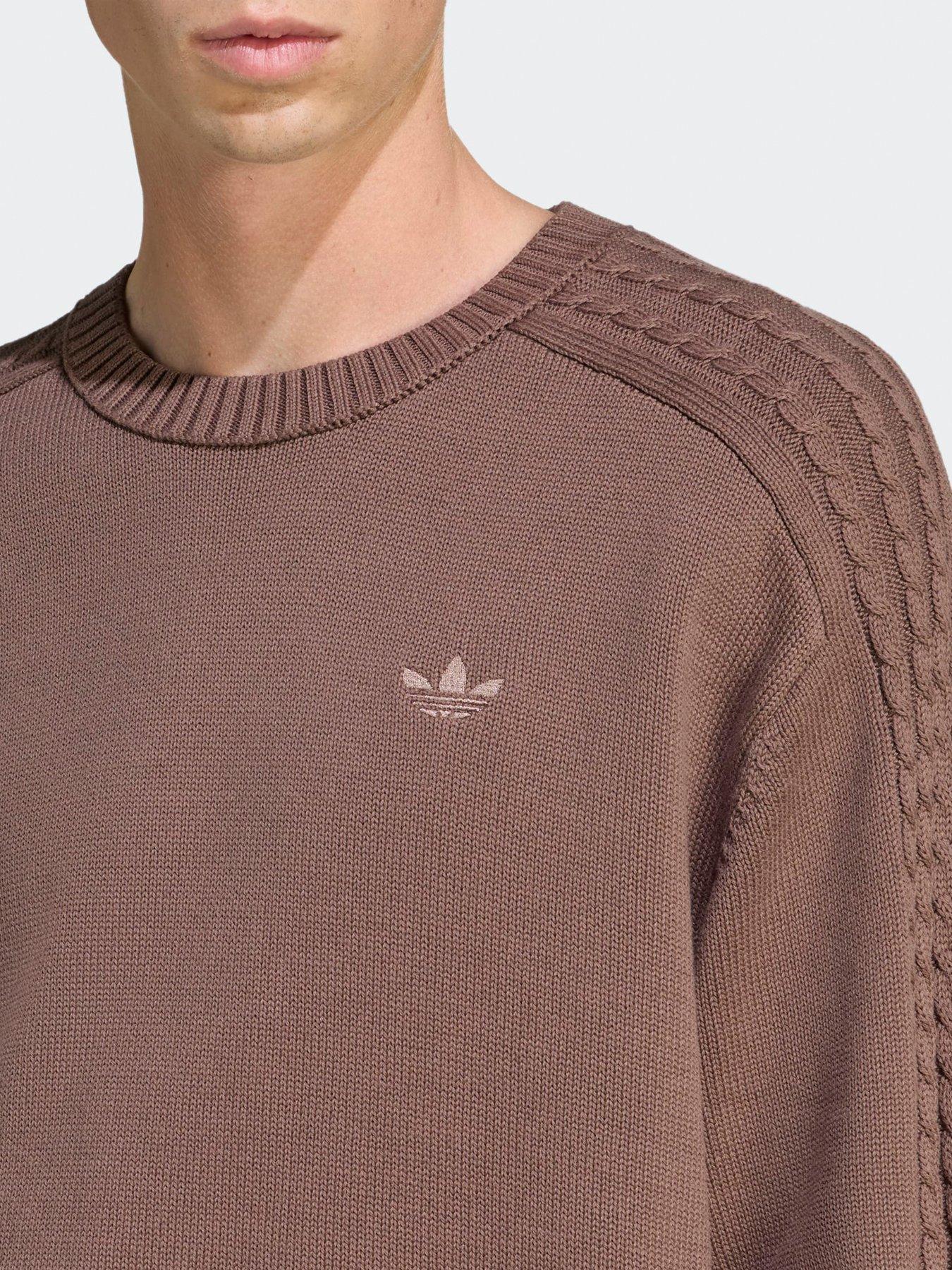  image of adidas-originals-mens-premium-essentials-knit-crewneck-brown