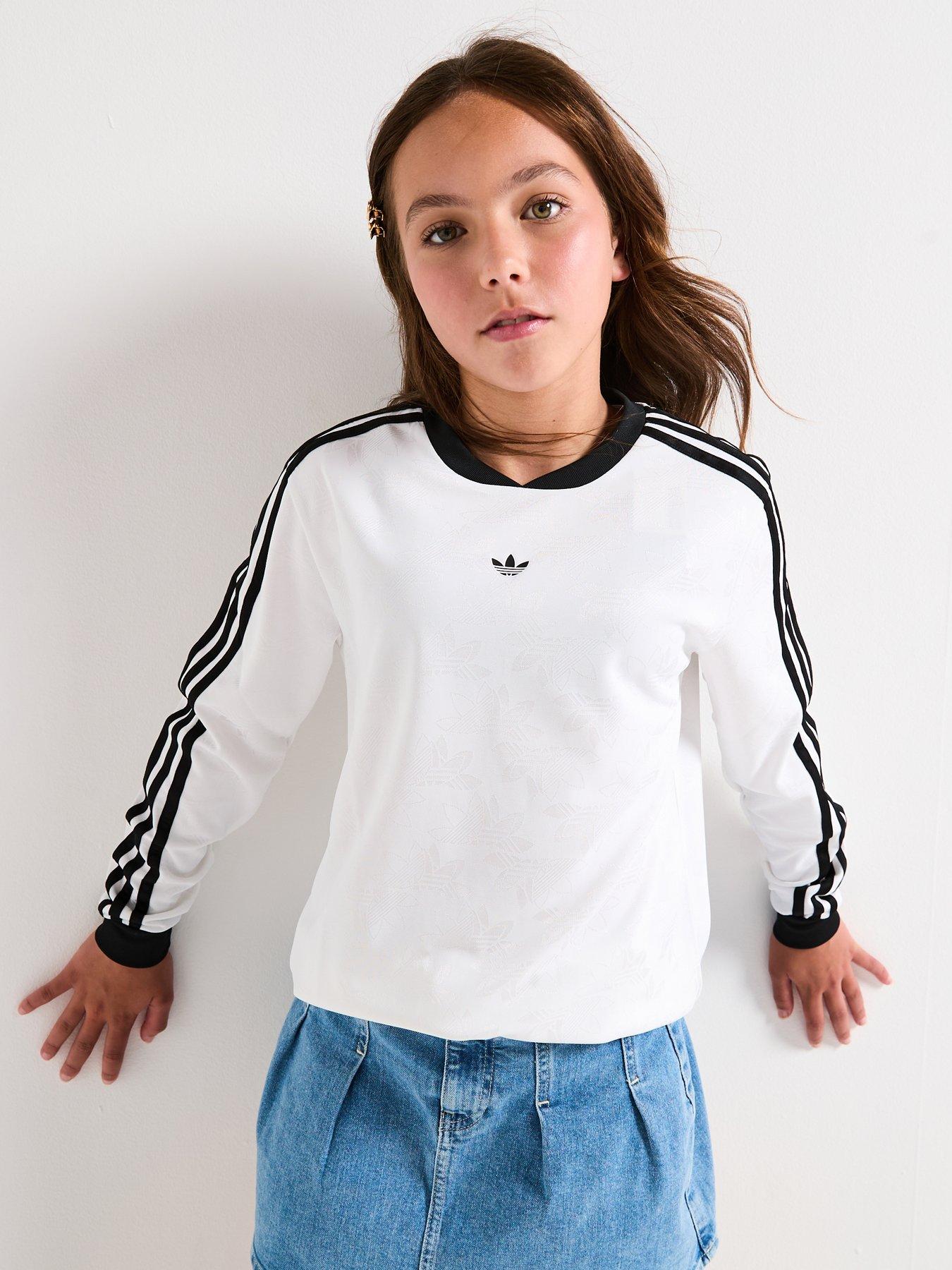 Image 1 of 6 of adidas Originals Junior Unisex Longsleeve T-shirt - White