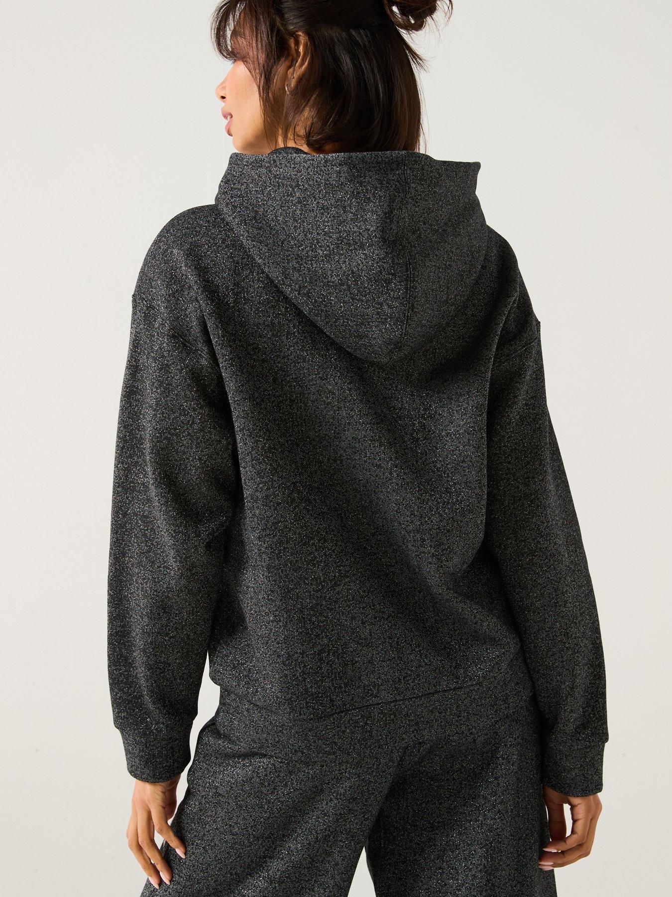 Image 2 of 6 of adidas Sportswear Women's All Szn Glitter Fleece Loose Hoodie - Black