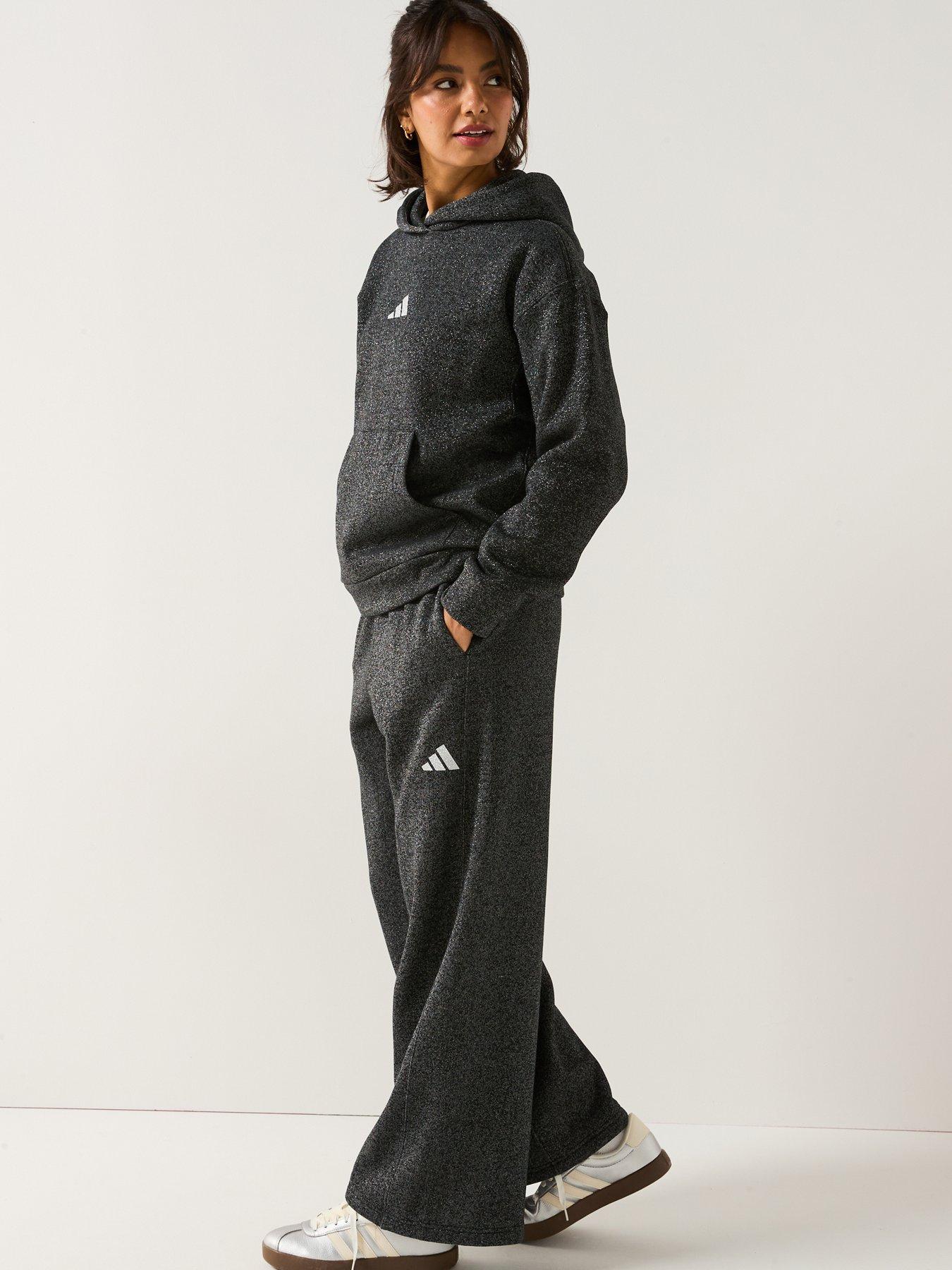Image 3 of 6 of adidas Sportswear Women's All Szn Glitter Fleece Loose Hoodie - Black
