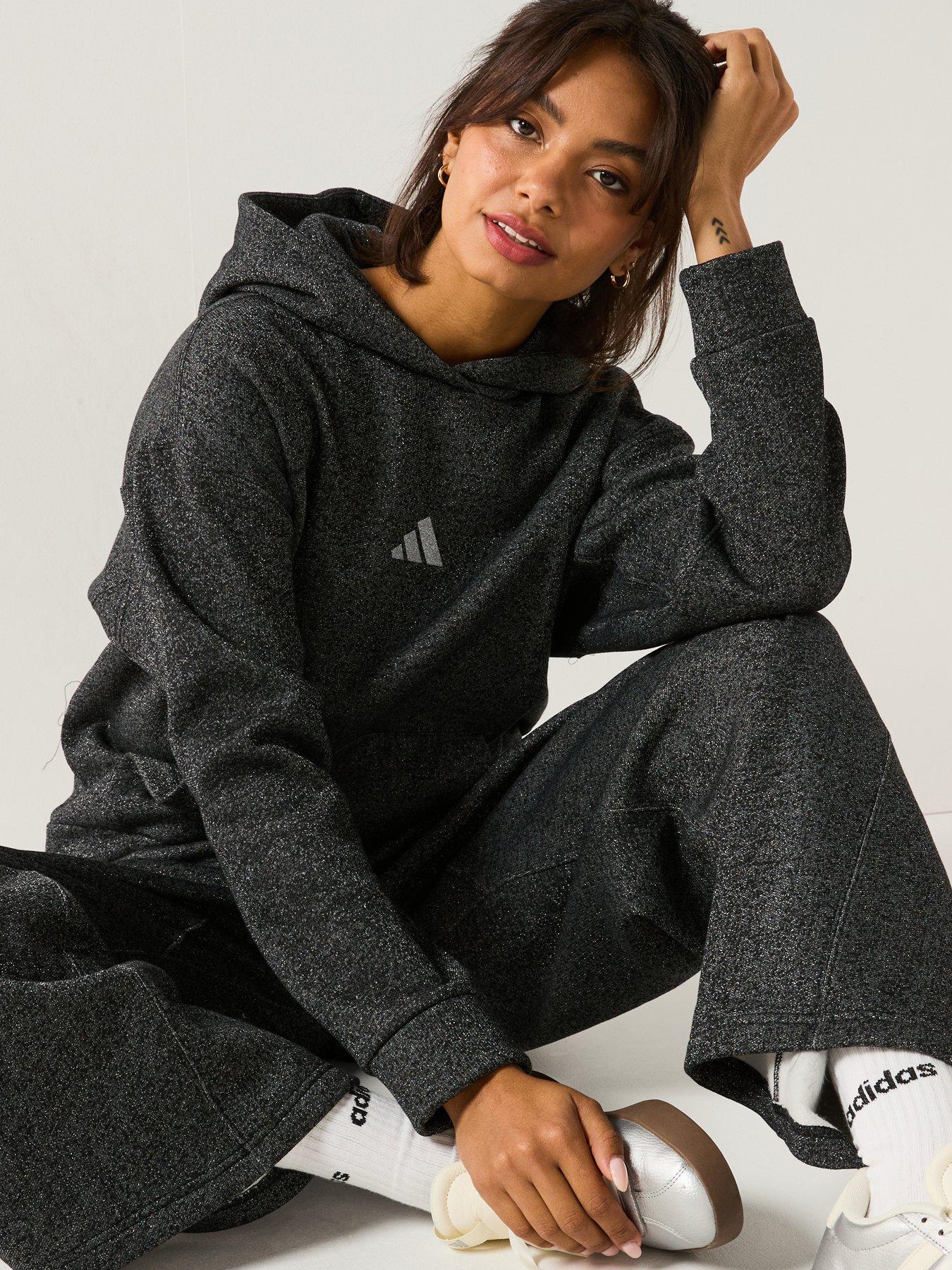 Image 5 of 6 of adidas Sportswear Women's All Szn Glitter Fleece Loose Hoodie - Black