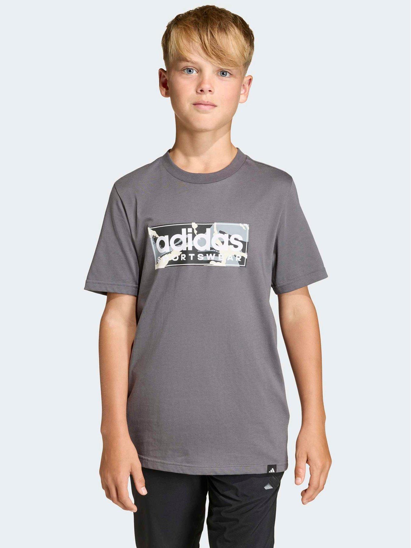 adidas Sportswear Junior Boys Camo Linear Graphic T-shirt -dark Grey