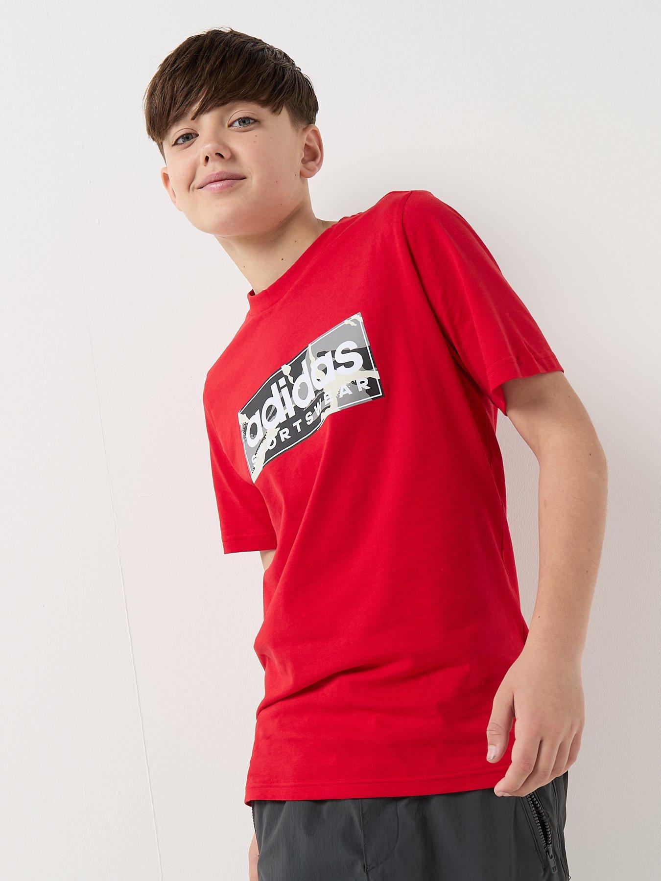 adidas Sportswear Junior Boys Camo Linear Graphic T-shirt -red