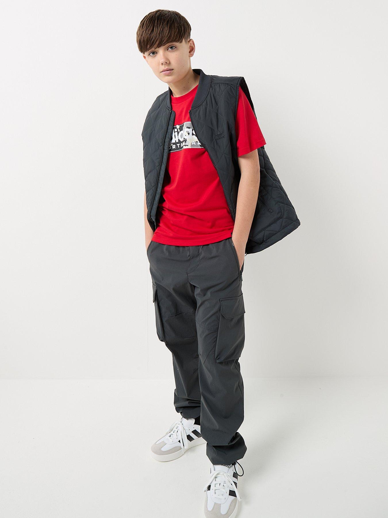  image of adidas-sportswear-junior-boys-camo-linear-graphic-t-shirt--red