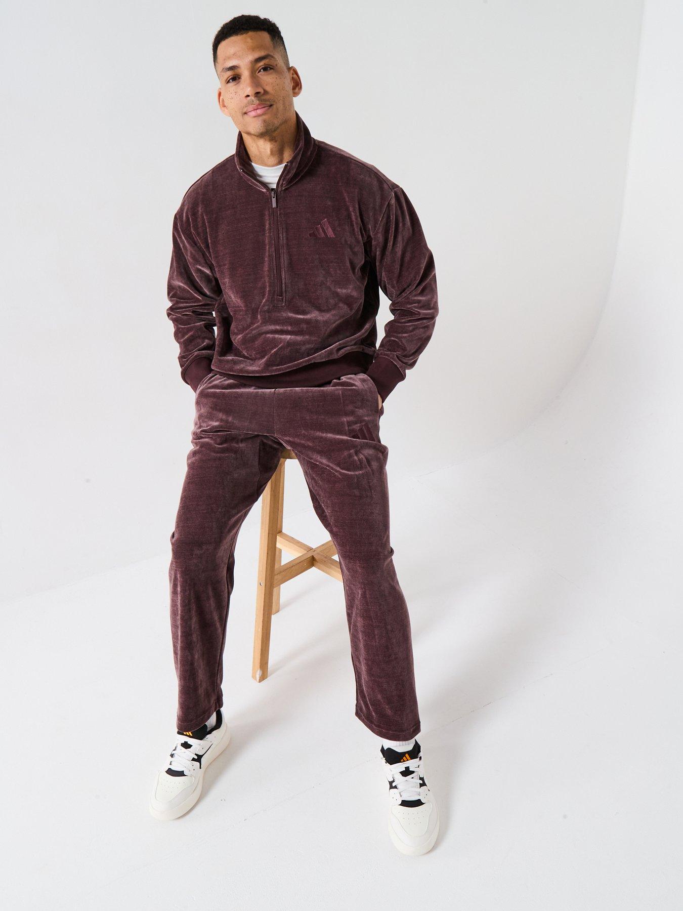  image of adidas-sportswear-mens-all-szn-luxe-open-hem-pants-brown