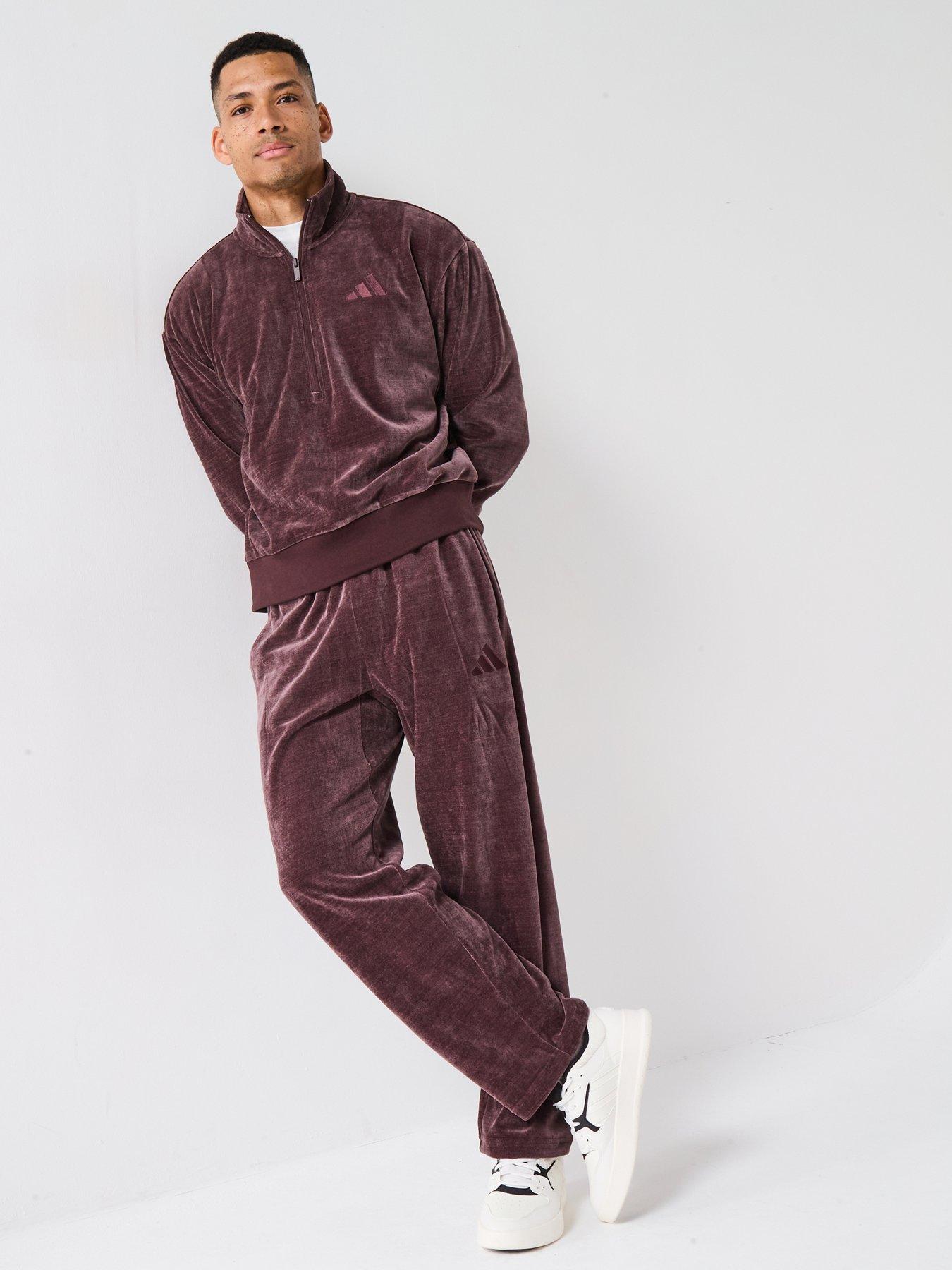  image of adidas-sportswear-mens-all-szn-luxe-half-zip-brown