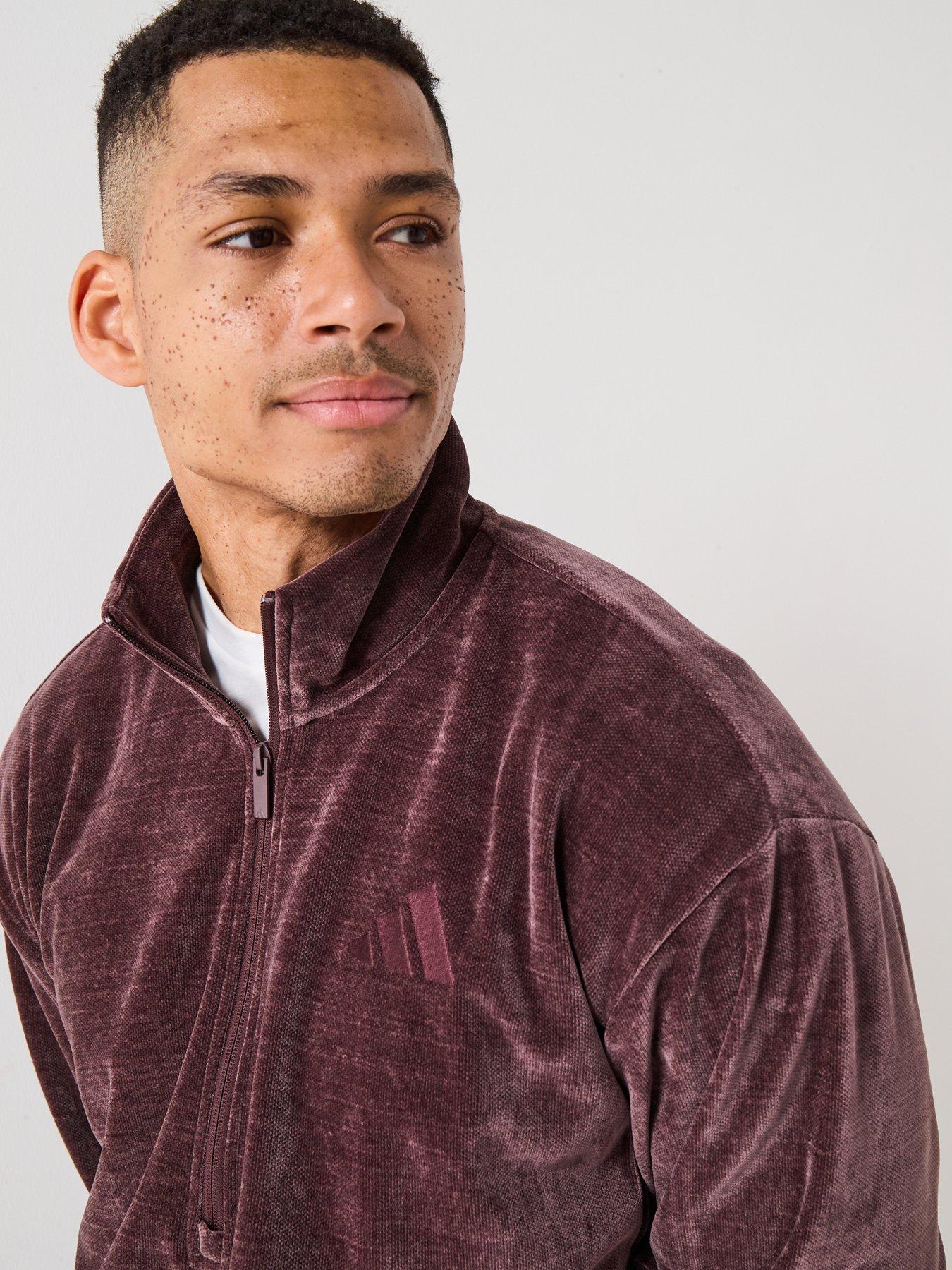  image of adidas-sportswear-mens-all-szn-luxe-half-zip-brown
