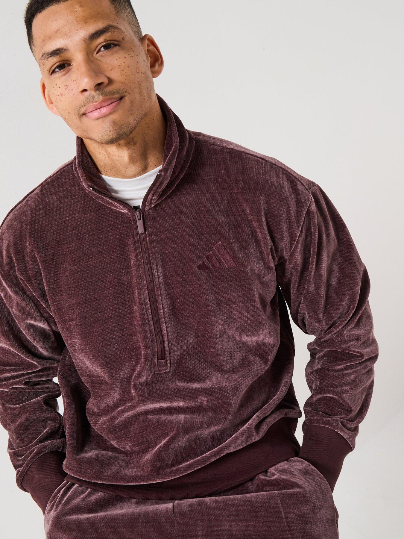  image of adidas-sportswear-mens-all-szn-luxe-half-zip-brown