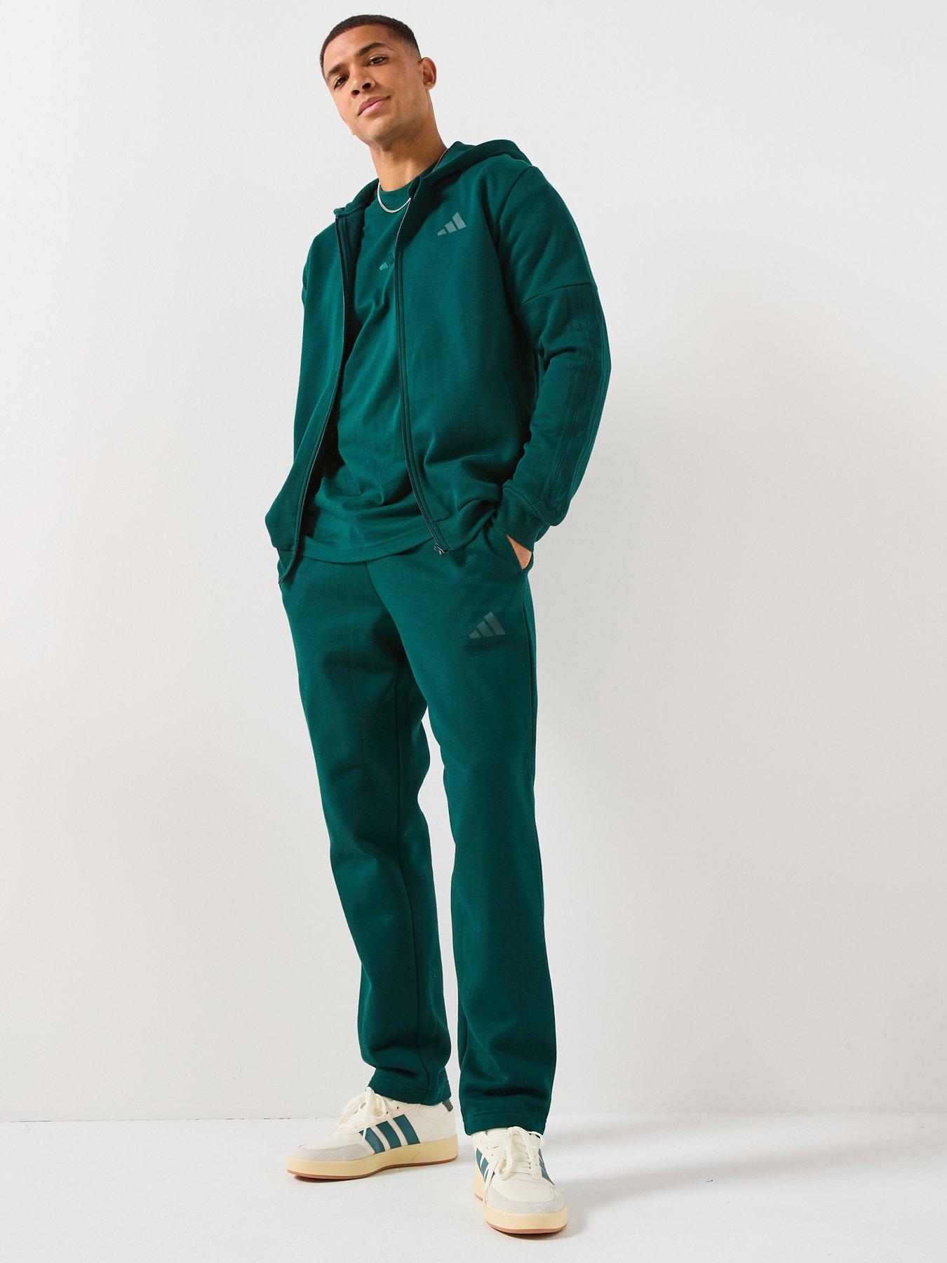 Image 1 of 6 of adidas Sportswear Men's Colorblock Hooded Tracksuit - Green