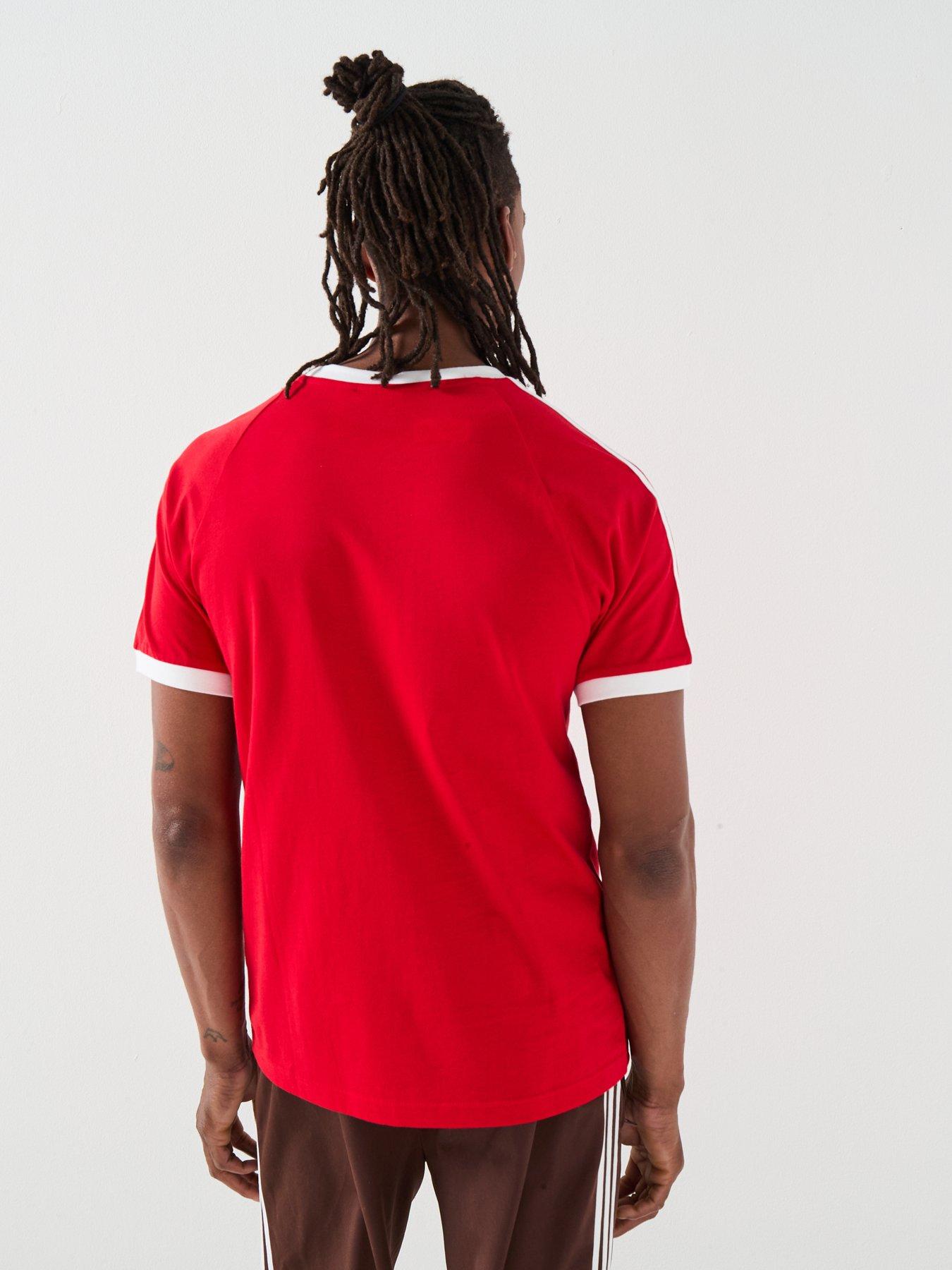 Image 2 of 6 of adidas Originals Men's Adicolor Classics 3-Stripes T-Shirt - Red