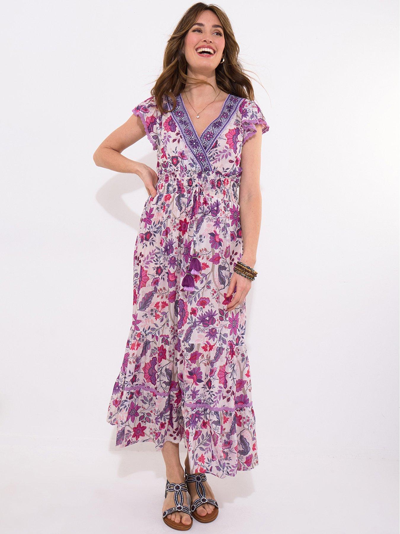 Joe Browns Polly Beaded and Printed Dress - Purple