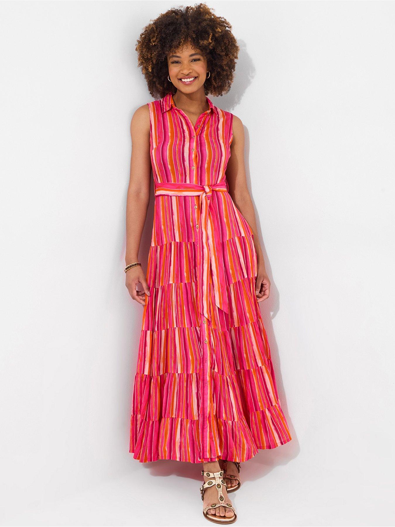 undefined Petite Lucy Stripe Sleeveless Maxi Dress - Pink