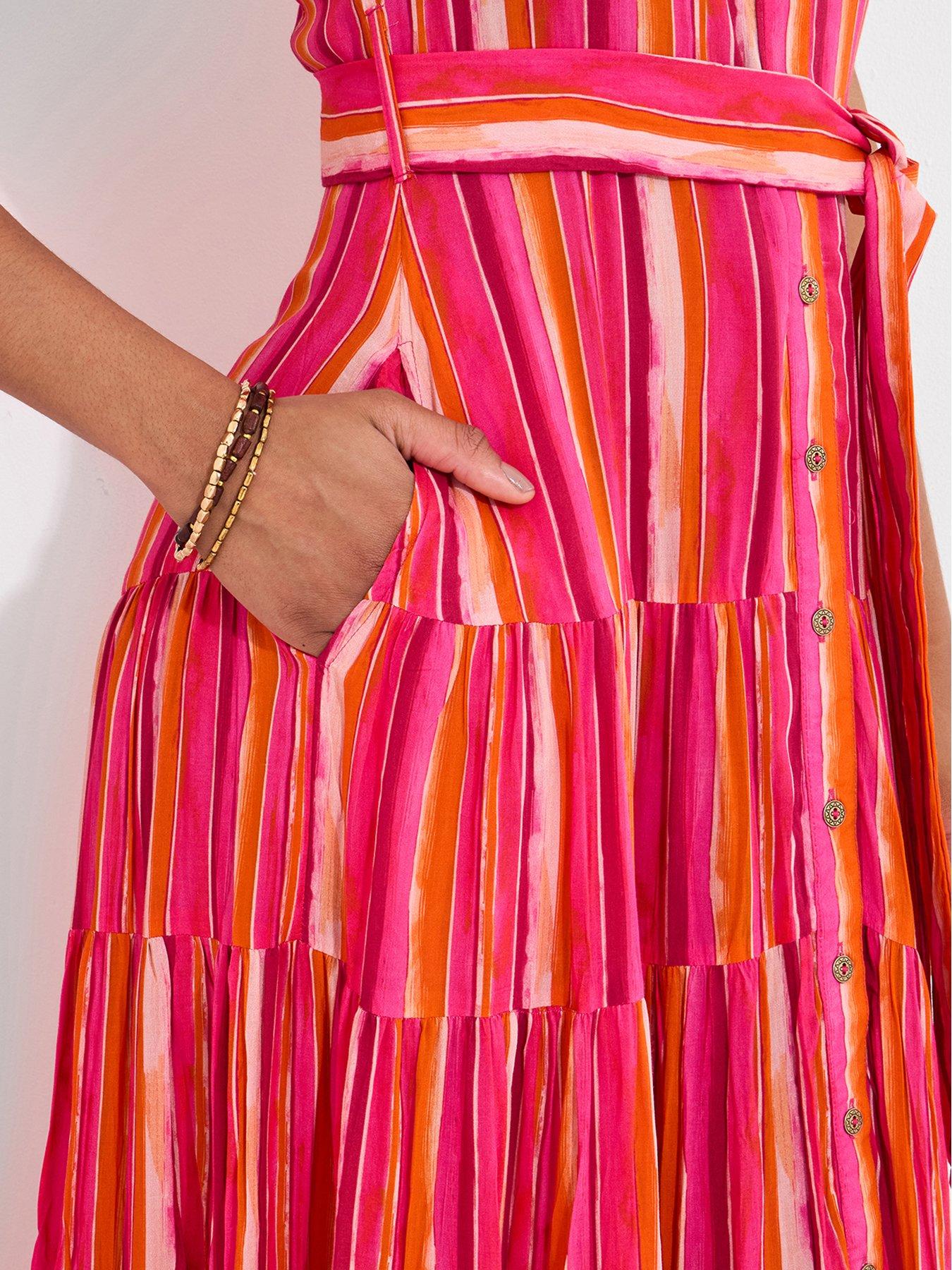 Joe Browns Petite Lucy Stripe Sleeveless Maxi Dress - Pink | Littlewoods