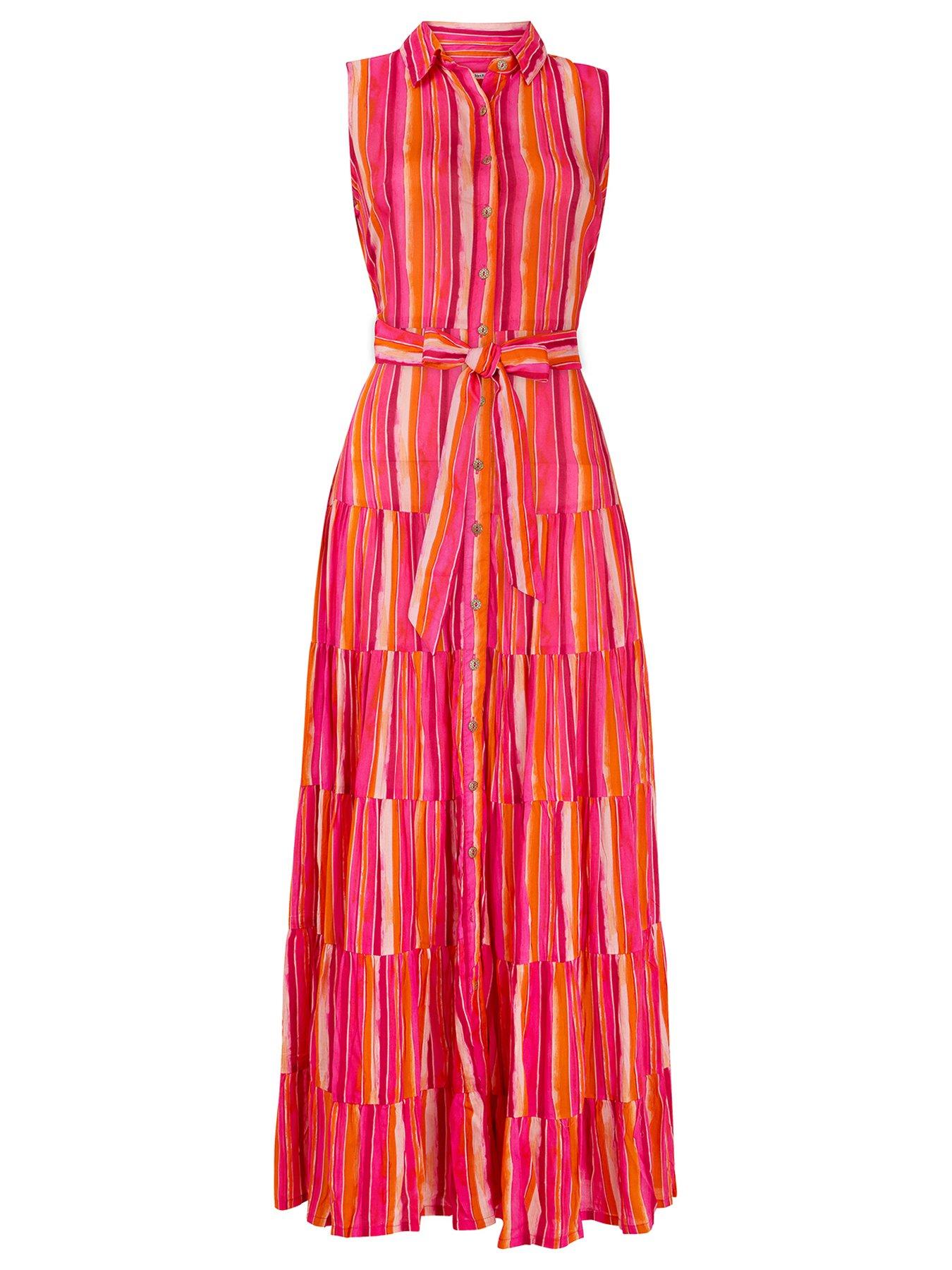 Joe Browns Petite Lucy Stripe Sleeveless Maxi Dress - Pink | Littlewoods