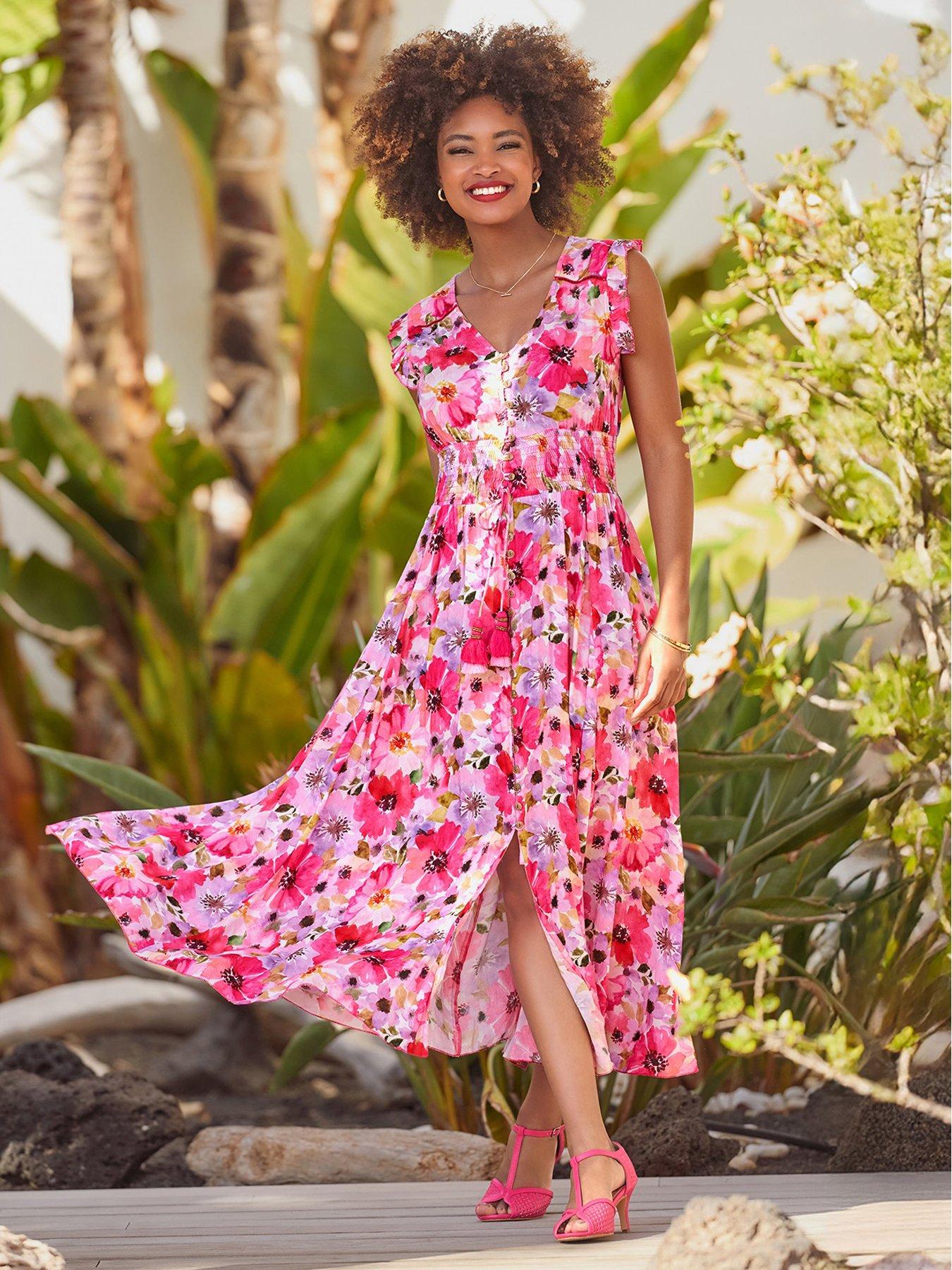  image of joe-browns-petite-freya-floral-sequin-maxi-dress-pink