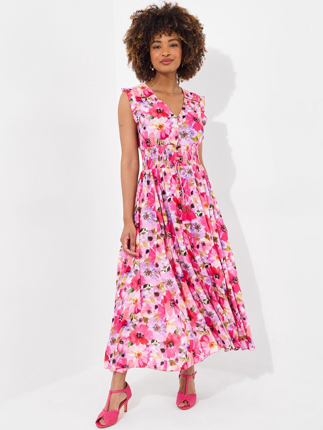  image of joe-browns-petite-freya-floral-sequin-maxi-dress-pink