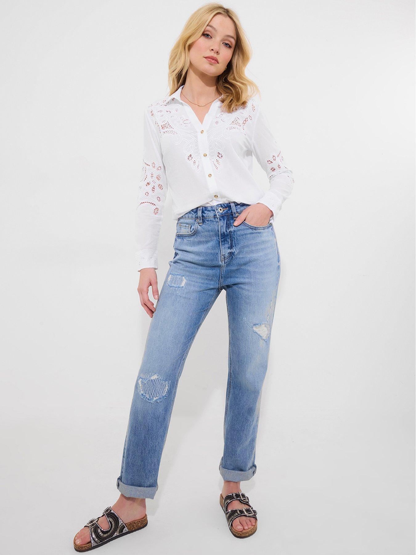  image of joe-browns-mariella-lace-cotton-blouse-white