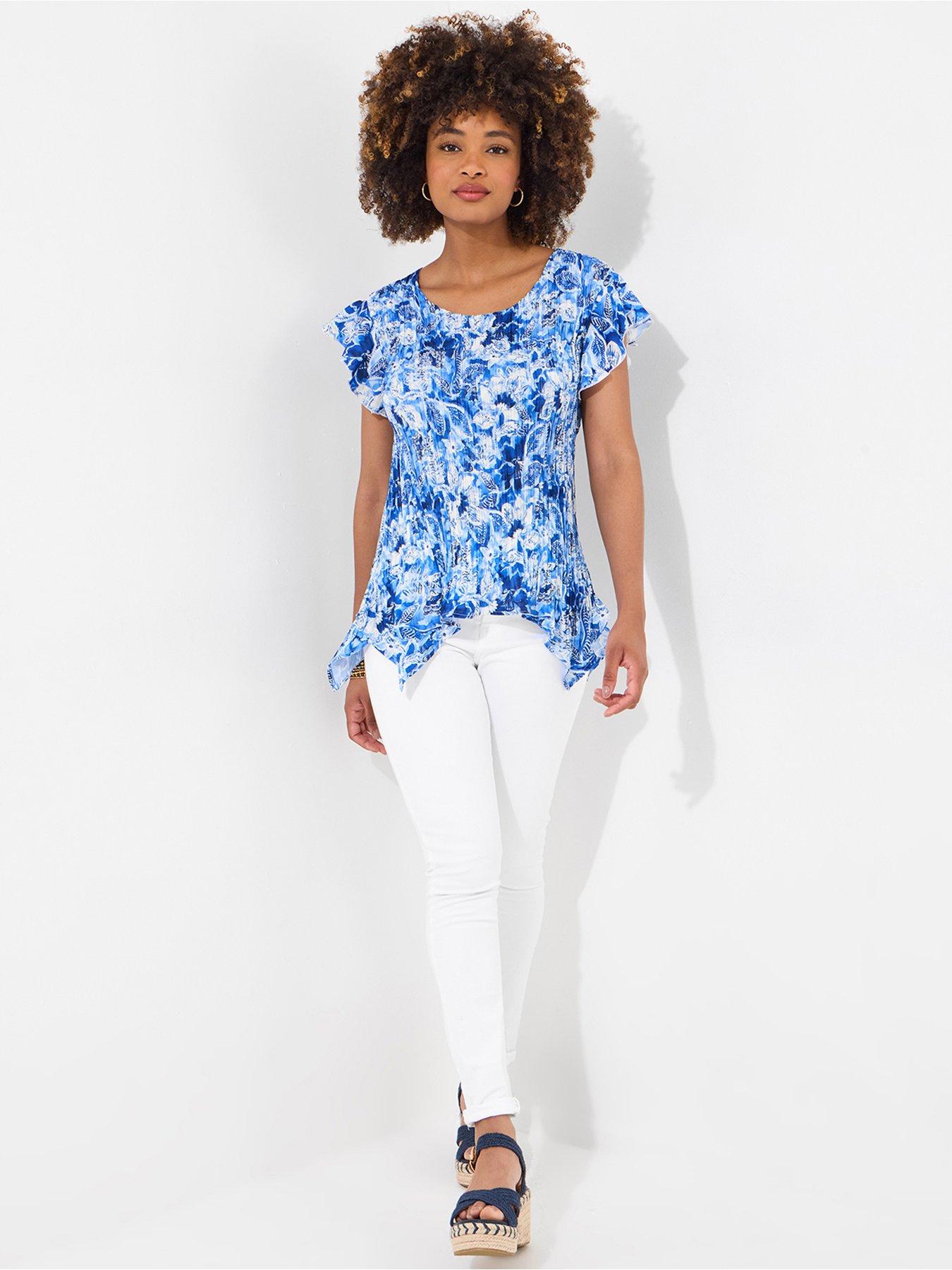  image of joe-browns-pretty-pleated-print-top-blue