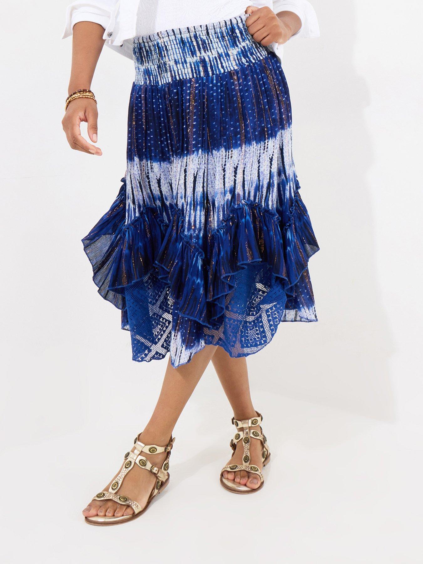 undefined Ocean Blues Tie-Dye Cut-About Skirt - Blue