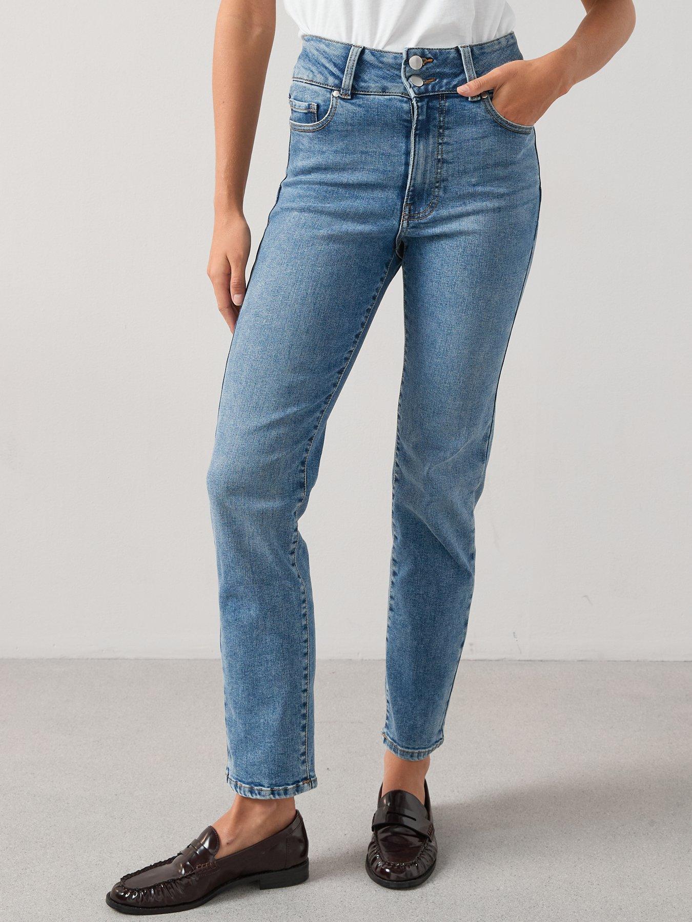 undefined Shaping Straight Fit Jeans - Mid Wash