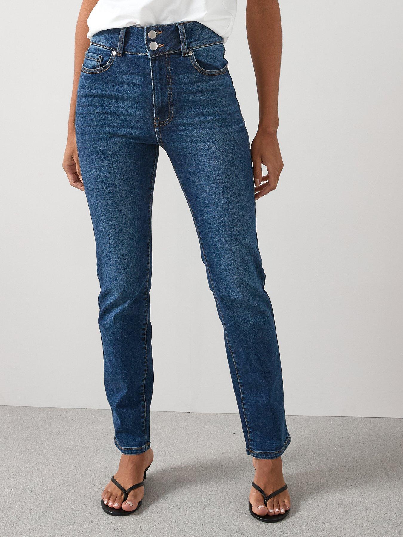 front image of the-very-collection-shaping-straight-fit-jeans-dark-wash