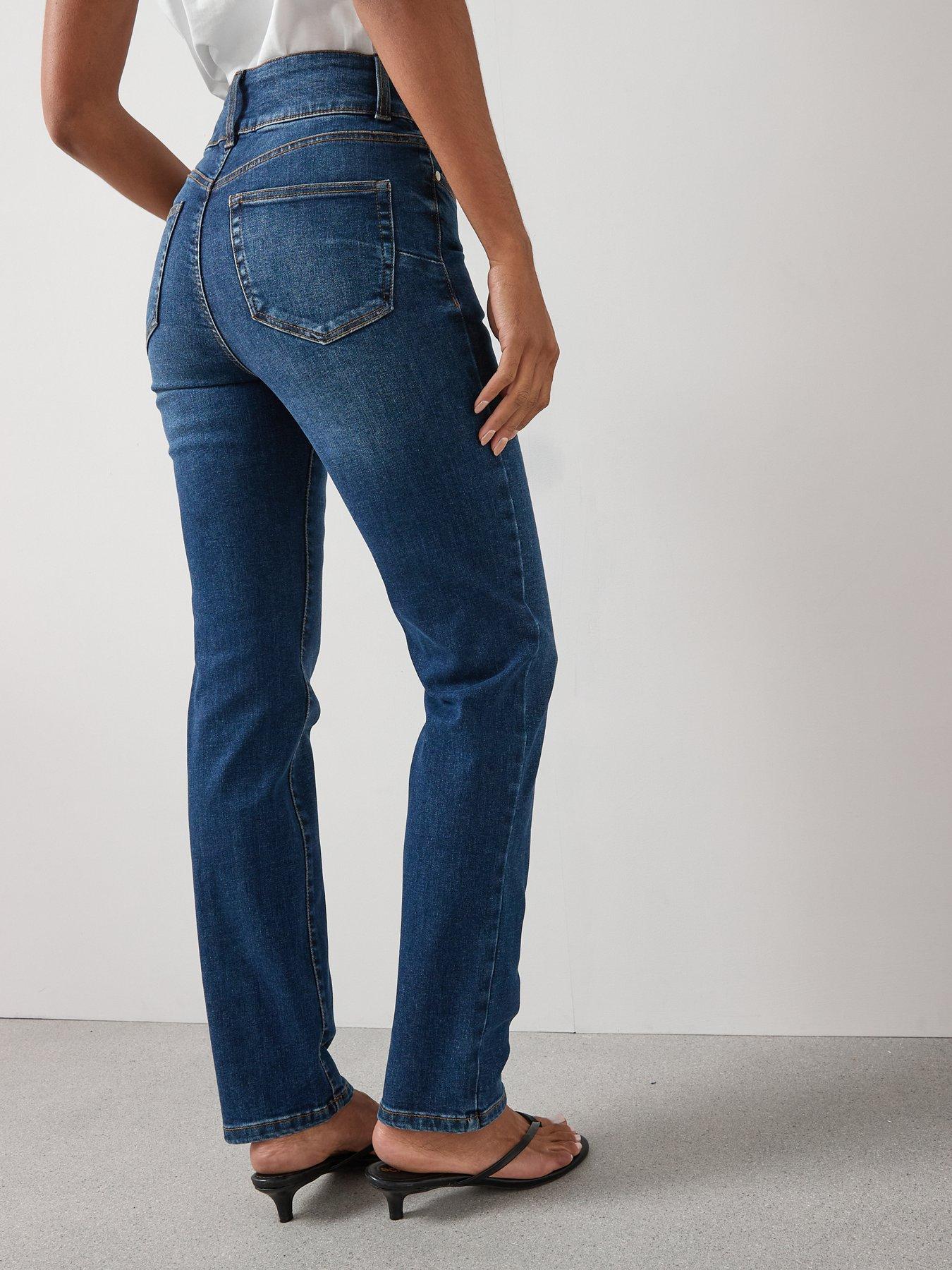  image of the-very-collection-shaping-straight-fit-jeans-dark-wash