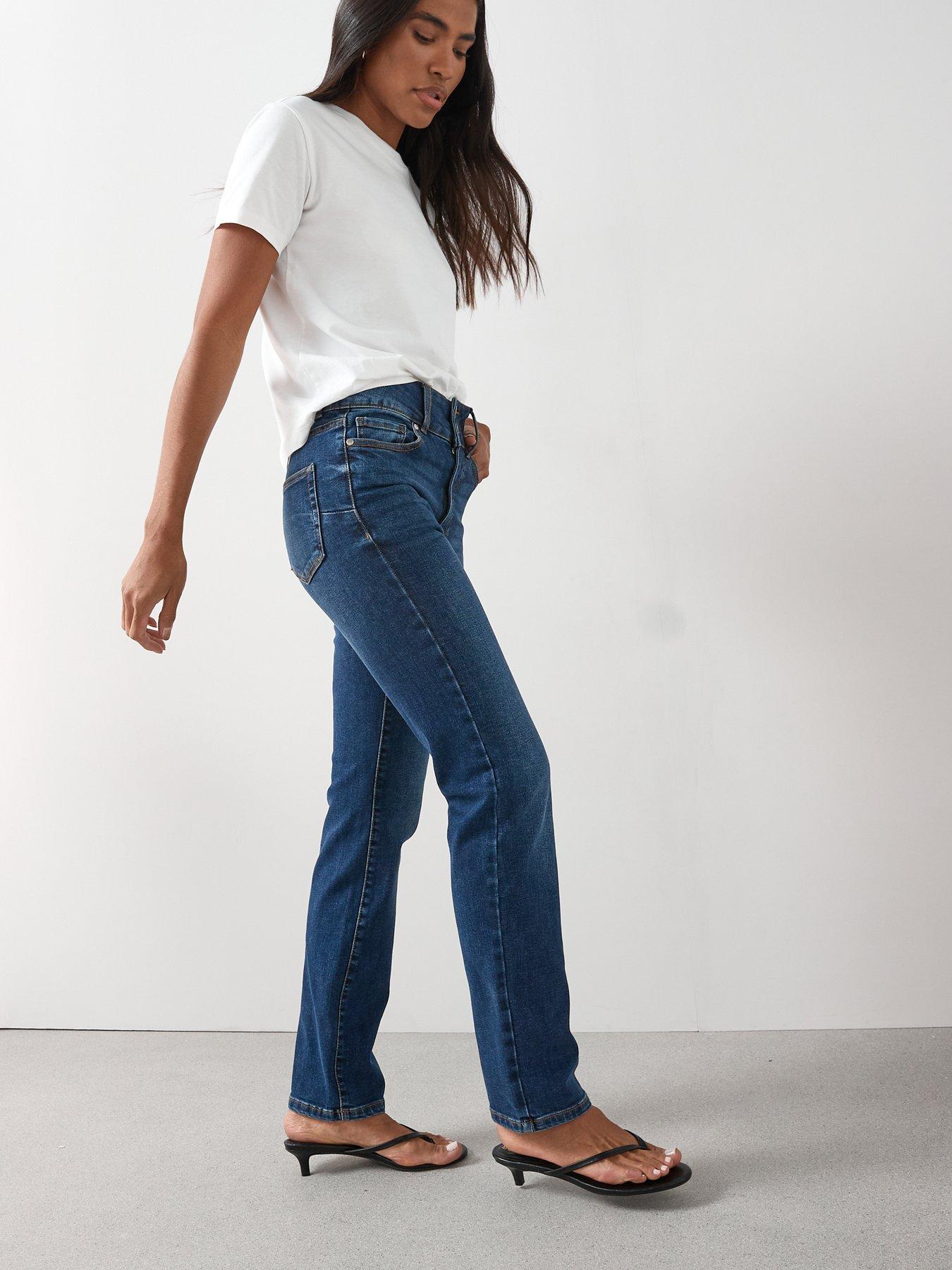  image of the-very-collection-shaping-straight-fit-jeans-dark-wash