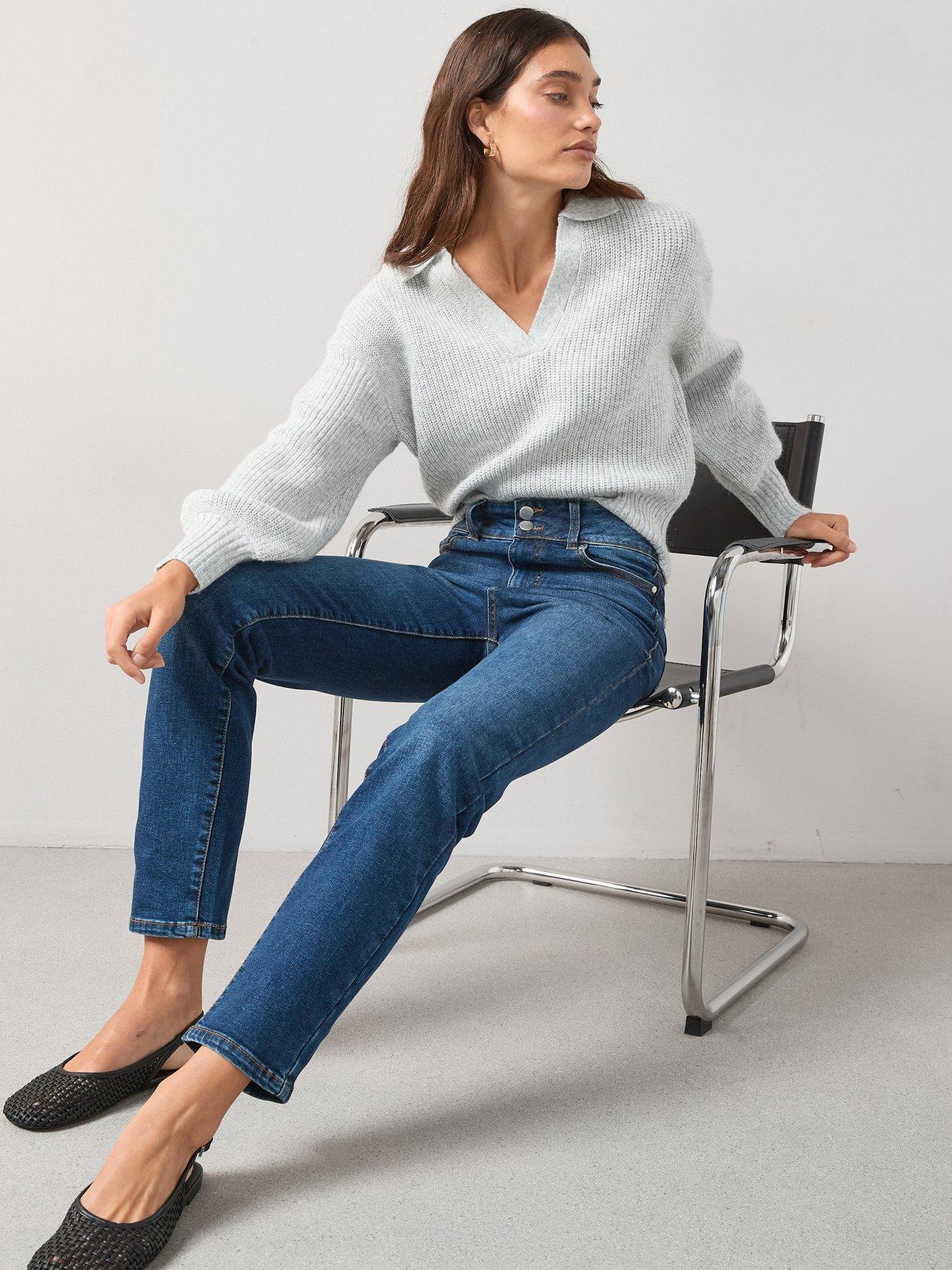 Image 4 of 6 of V by Very Shaping Straight Fit Jeans - Dark Wash
